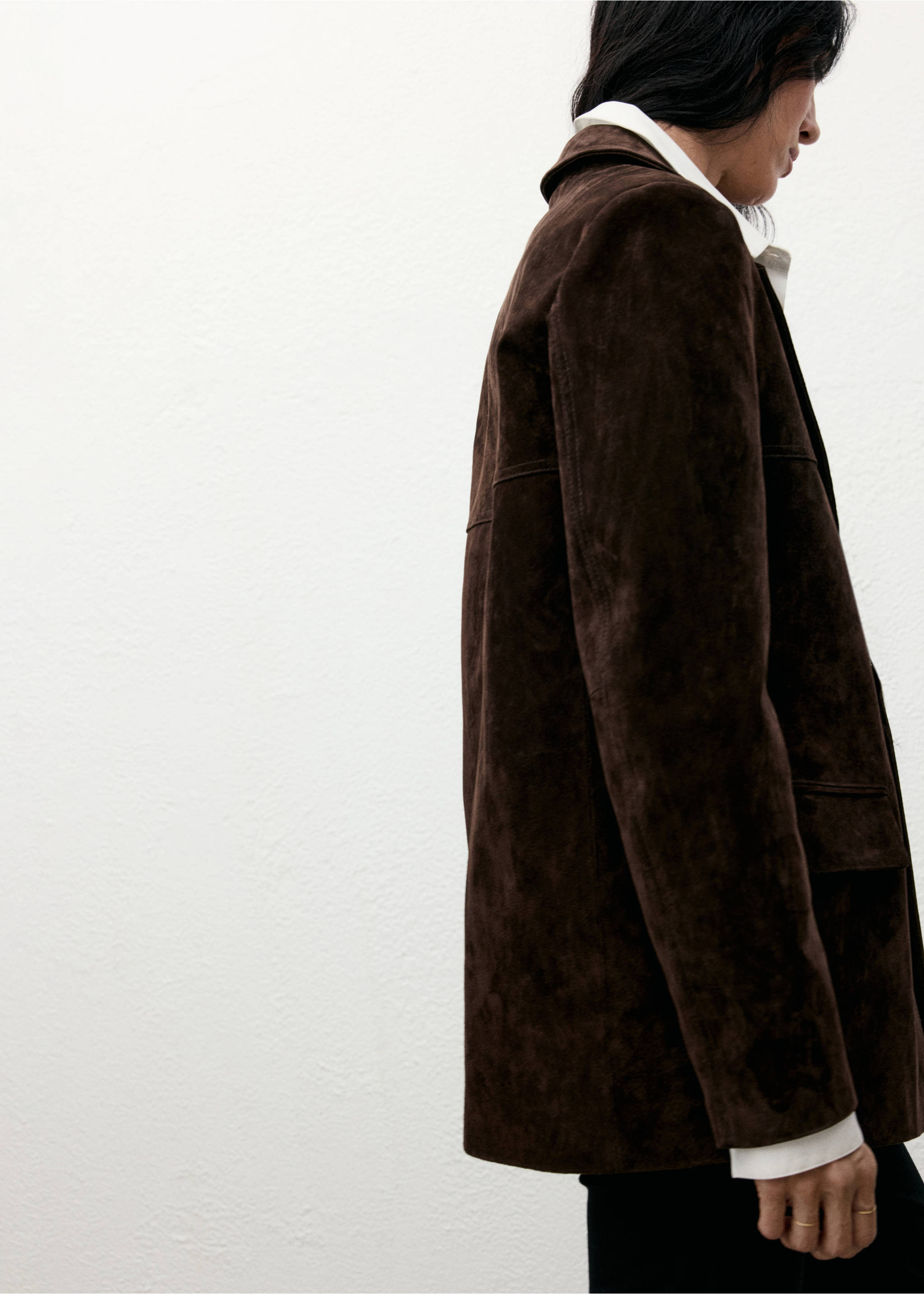 Blazer droit daim - Détail de l'article 1, Chocolat. Ref: 17047811-00.