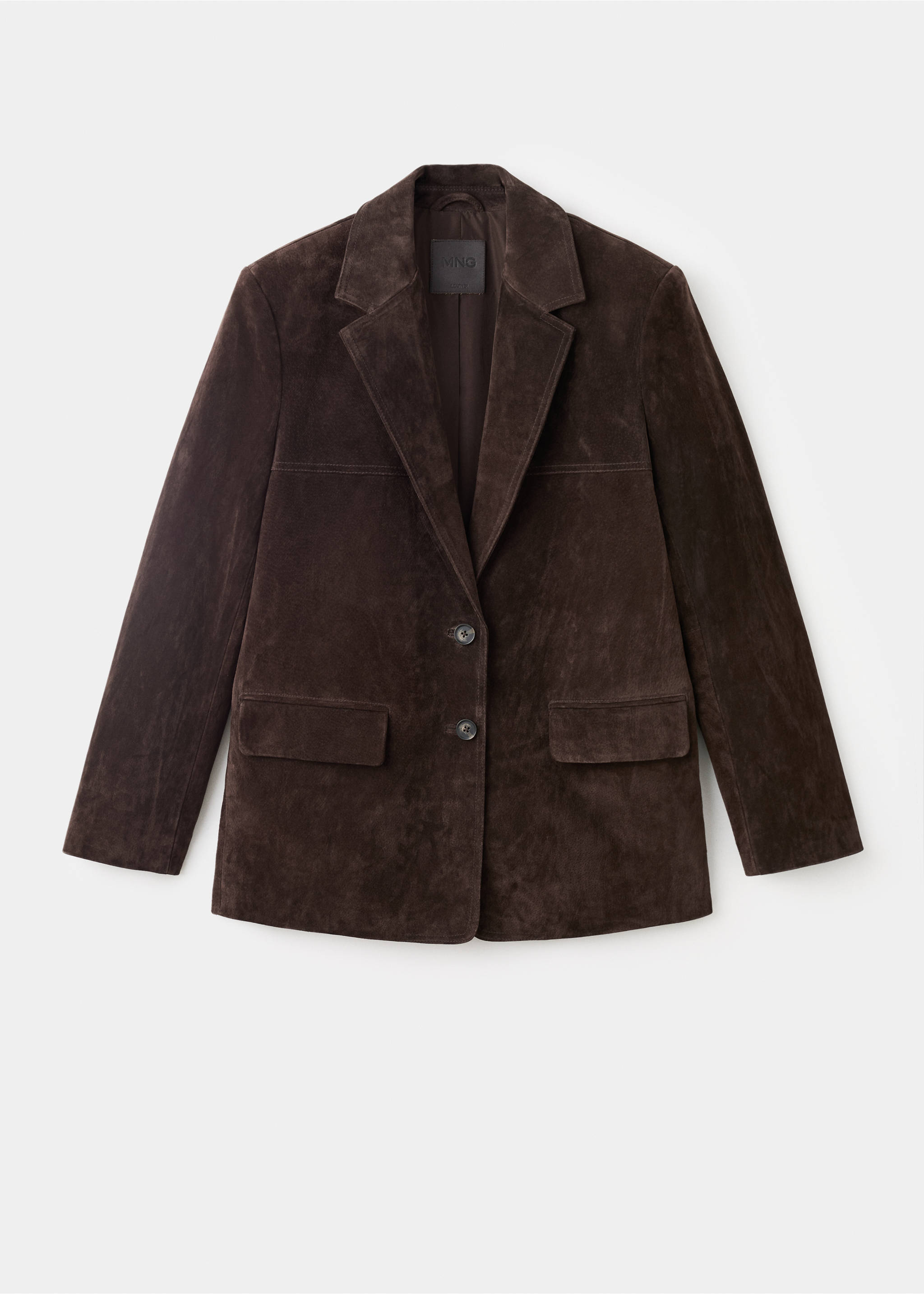 Blazer droit daim - Article sans modèle, Chocolat. Ref: 17047811-00.