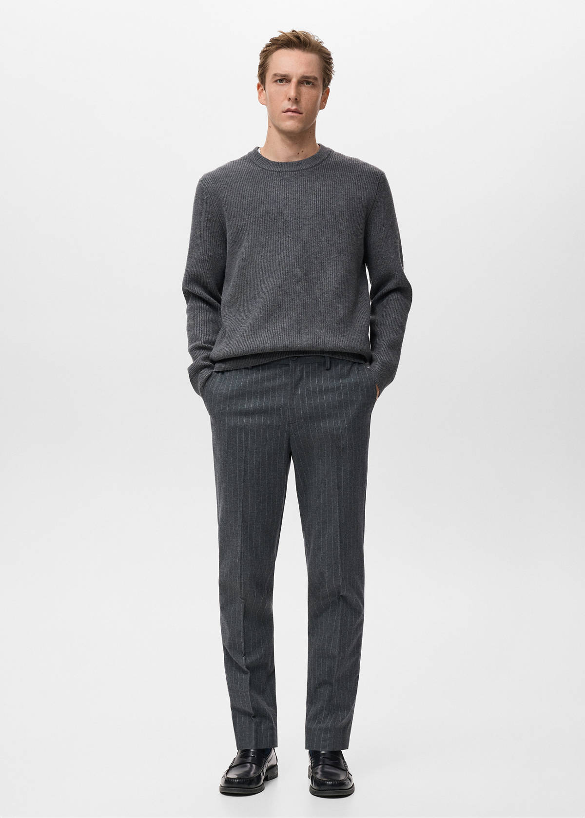 Slim-fit flannel trousers