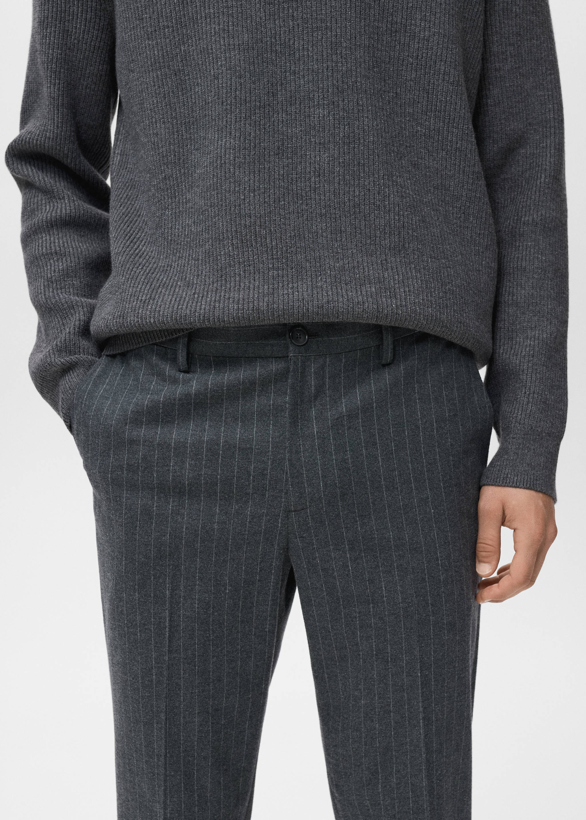 Slim-fit flannel trousers - Details of the article 1