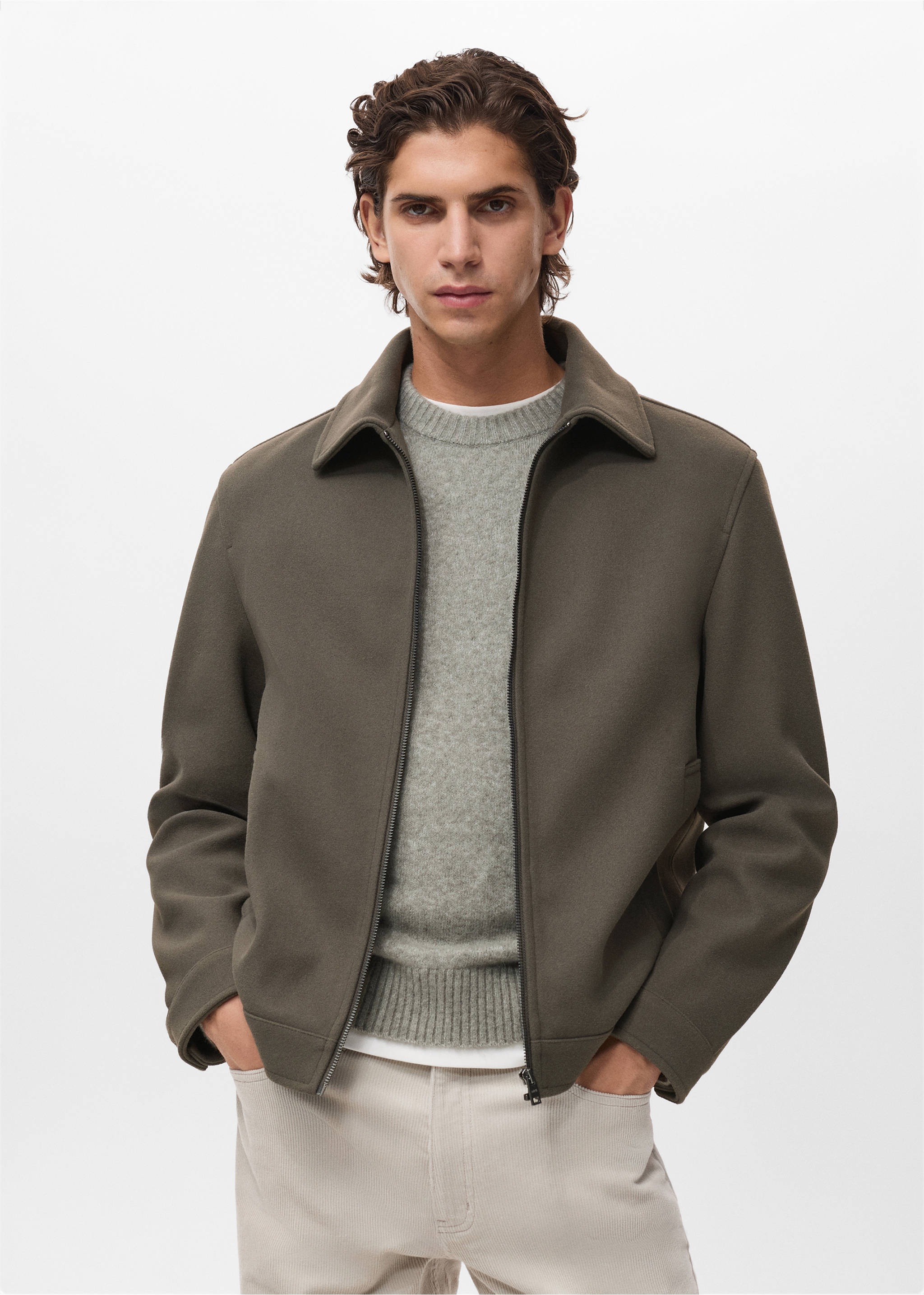 Jacket with zip pockets - Medium plane, Dark Green. Ref: 17047888-00.