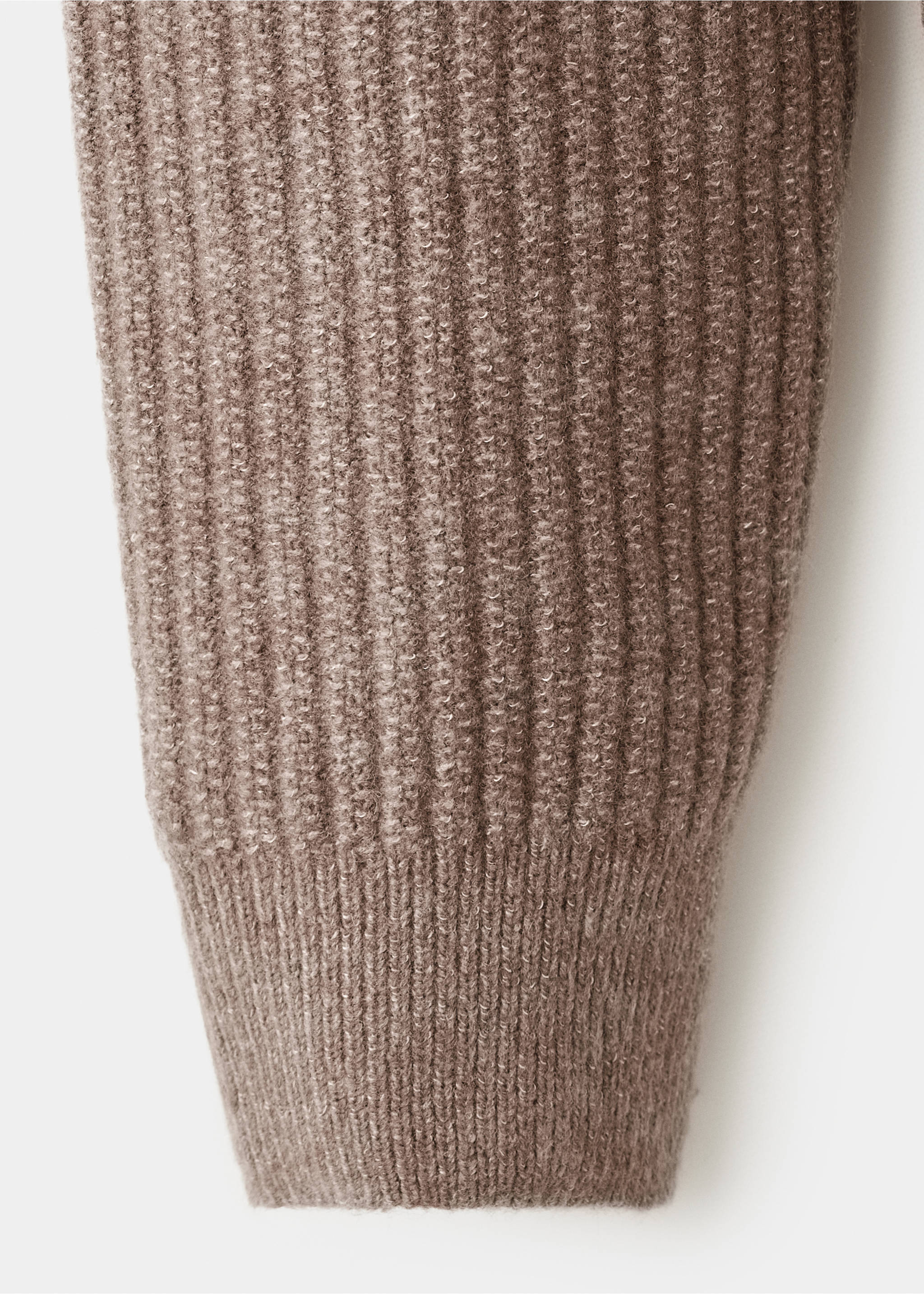 Ribbed-knit cardigan with zip - Details of the article 0, Medium Brown. Ref: 17047897-00.