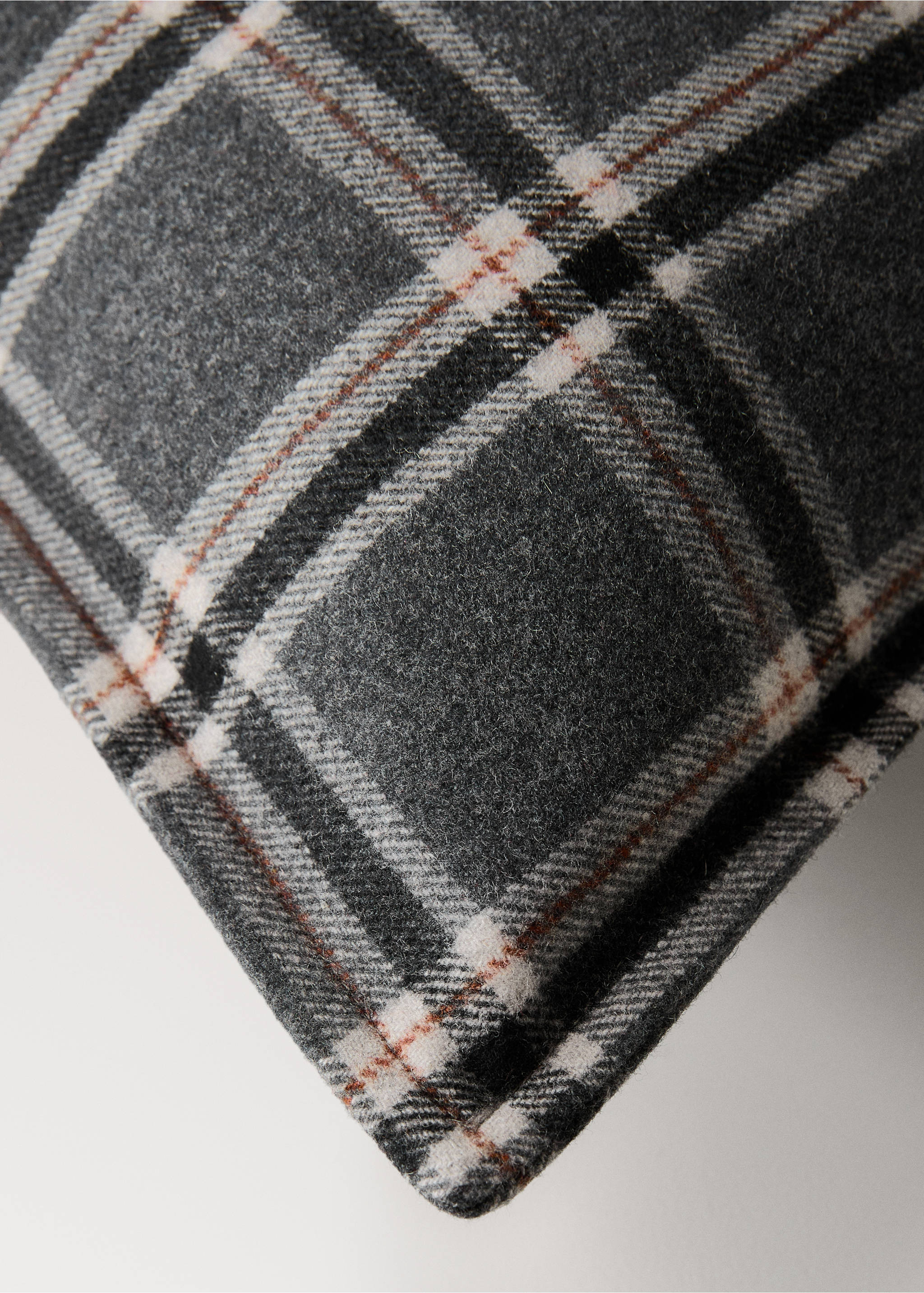 Wool check cushion cover 40x60 cm - Details of the article 1, Grey. Ref: 17047901-00.