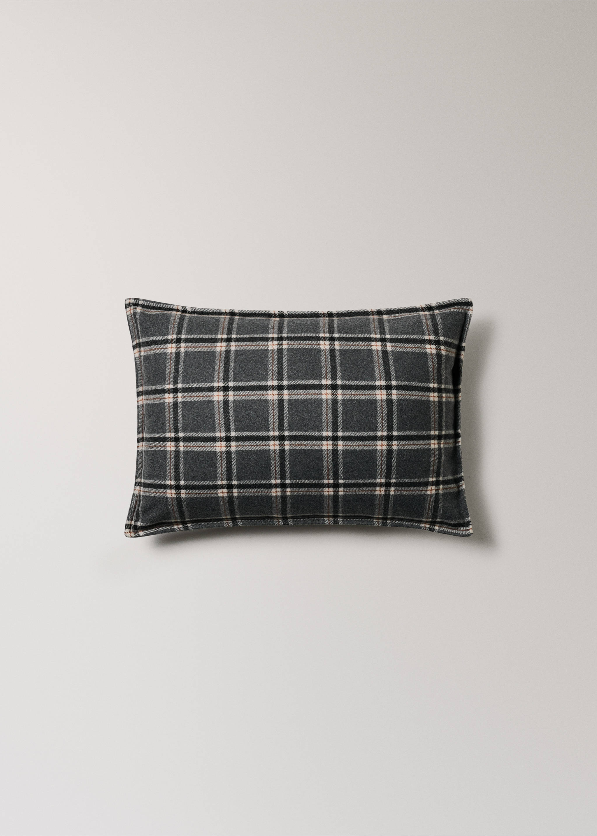 Wool check cushion cover 40x60 cm - Article without model, Grey. Ref: 17047901-00.
