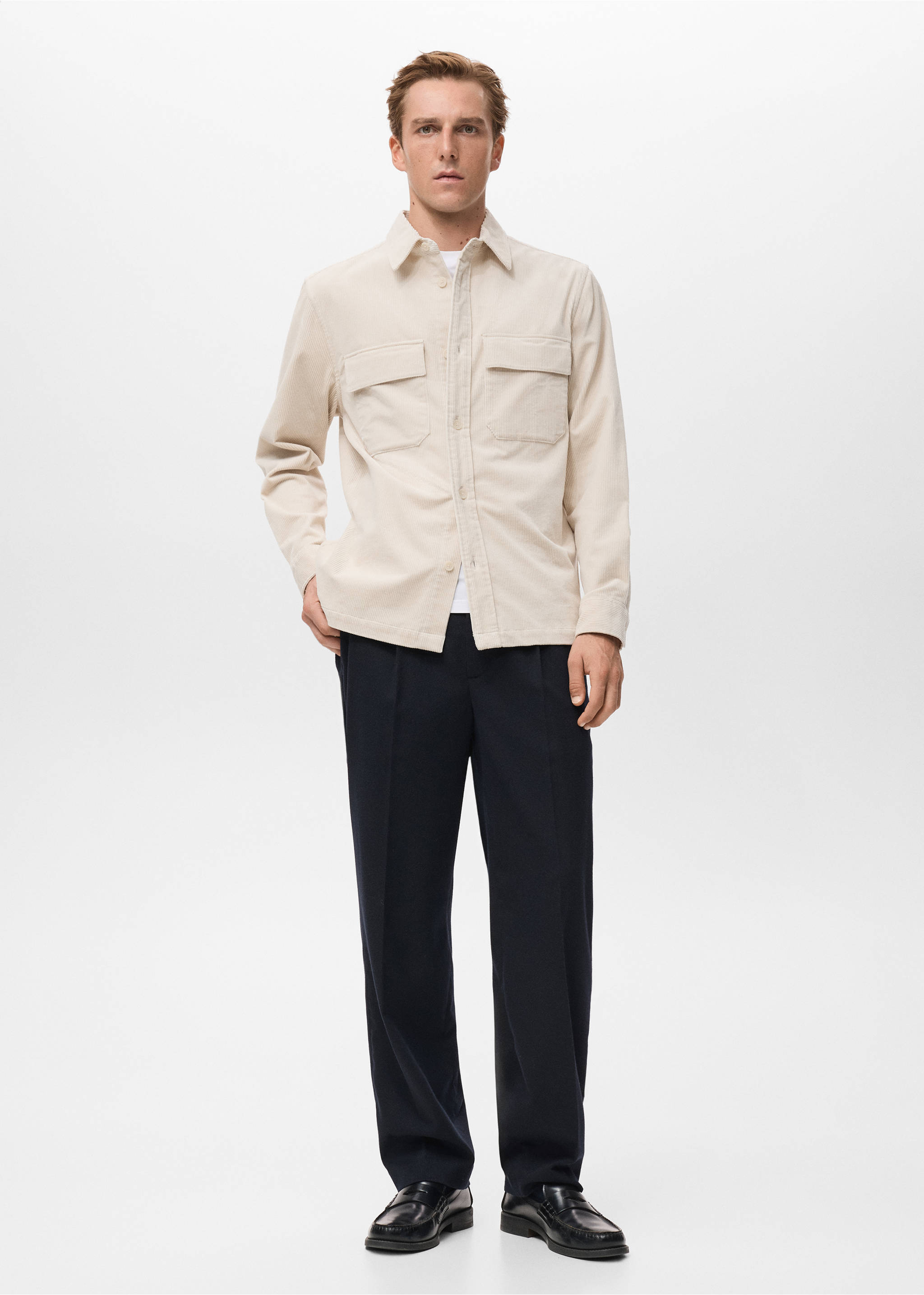 Light beige utility jacket with buttoned chest pockets., Ecru. Ref: 17047905-00.
