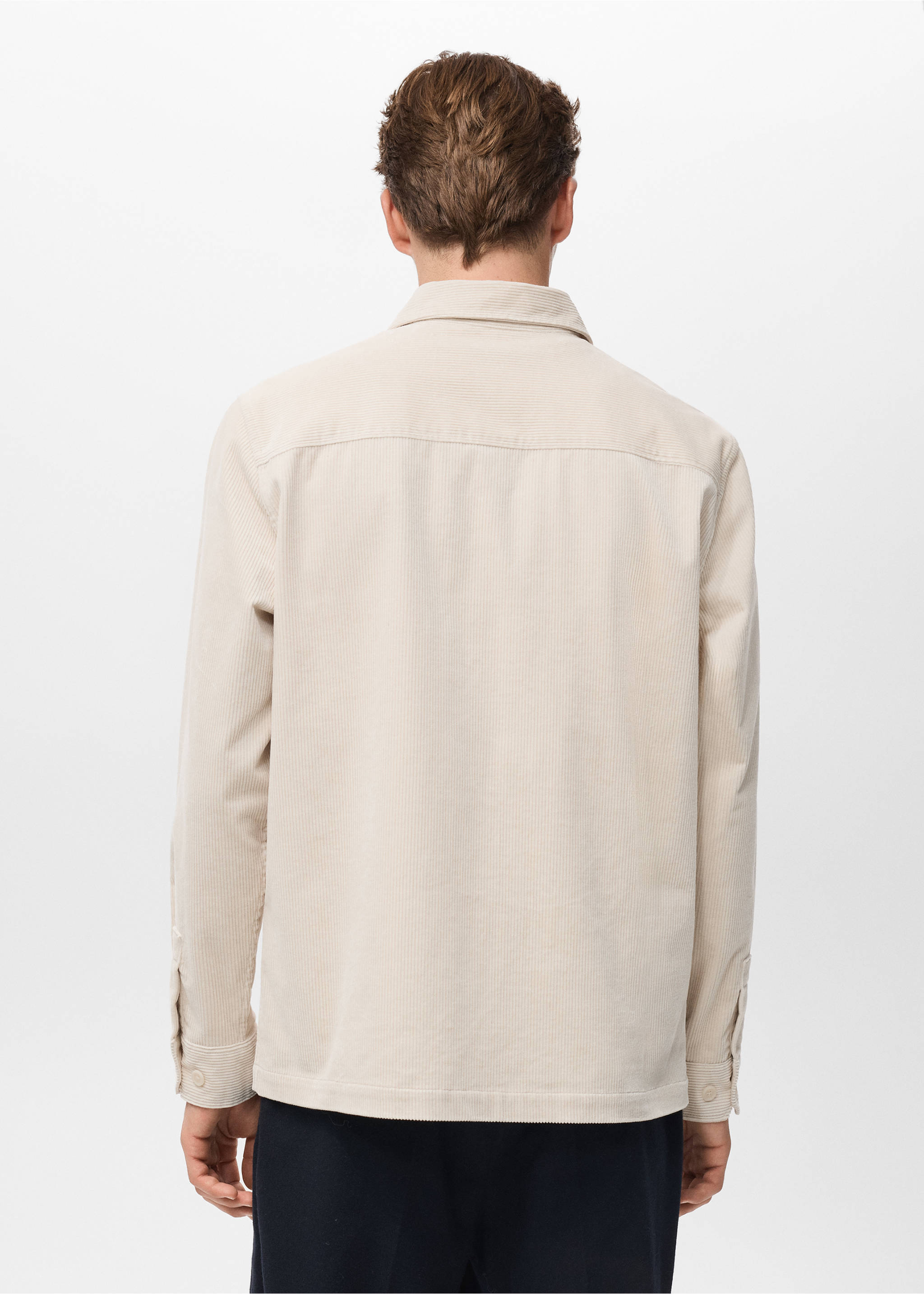 Back view of a beige corduroy jacket with a classic collar and long sleeves., Ecru. Ref: 17047905-00.