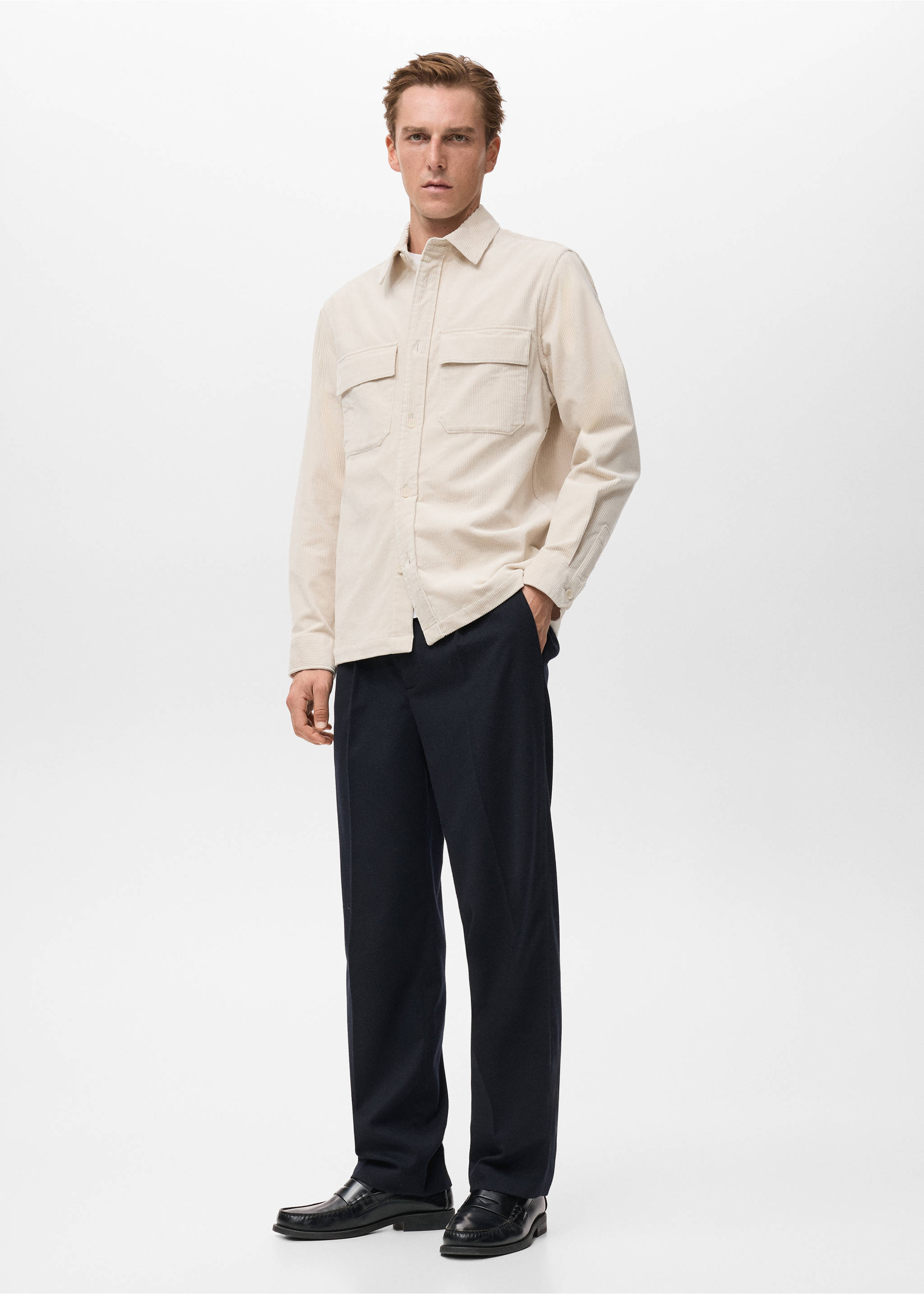 Off-white jacket with button-up front, classic collar, and chest pockets., Ecru. Ref: 17047905-00.