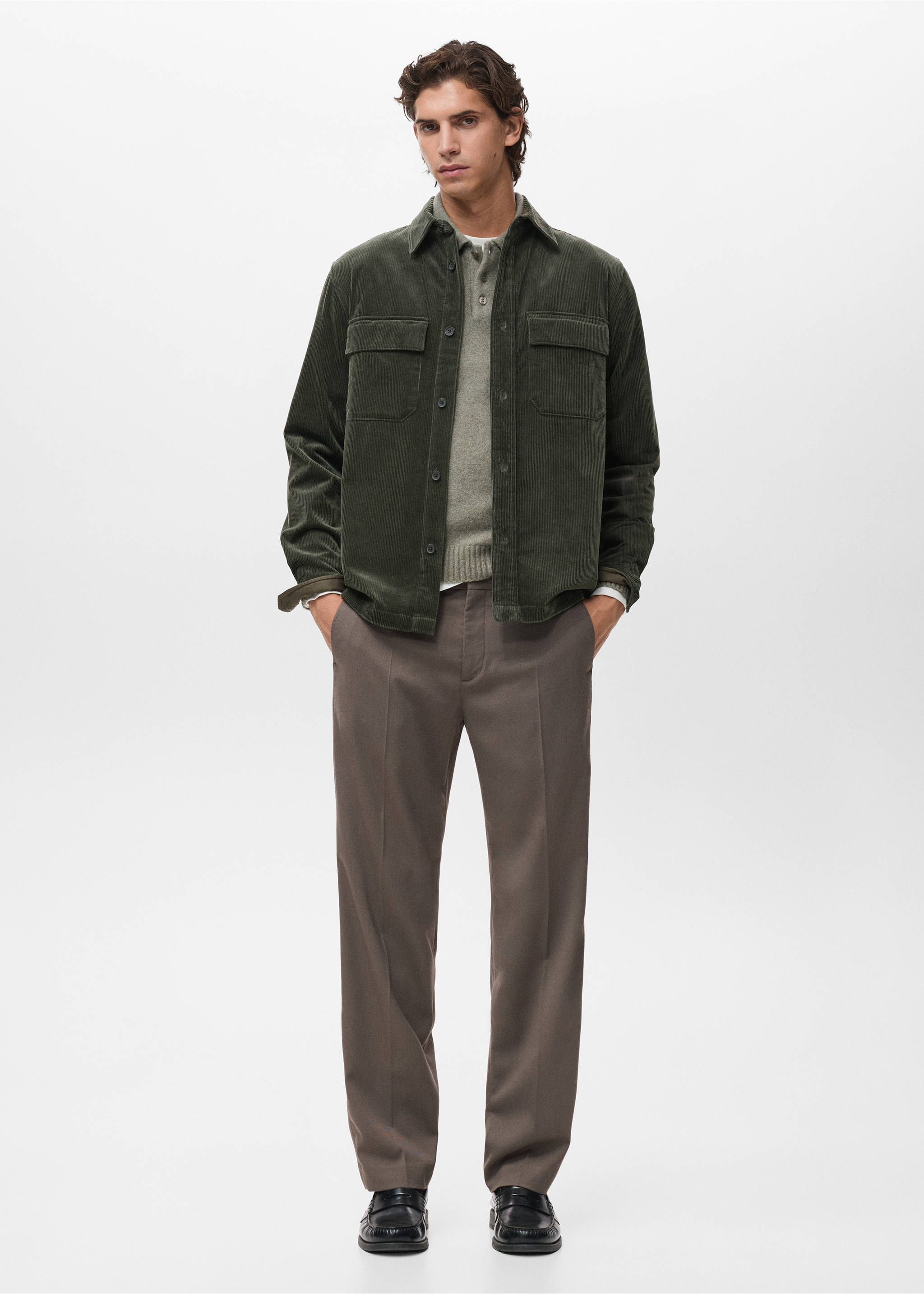 Cord-Overshirt mit Taschen - Allgemeine Ansicht, Khaki. Ref: 17047905-00.