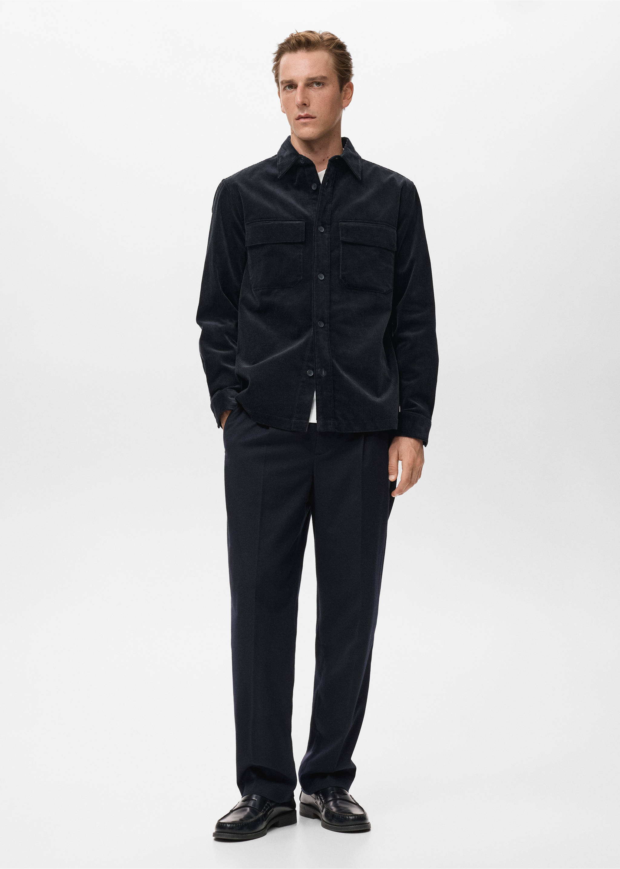 Cord-Overshirt mit Taschen - Allgemeine Ansicht, Marineblau. Ref: 17047905-00.