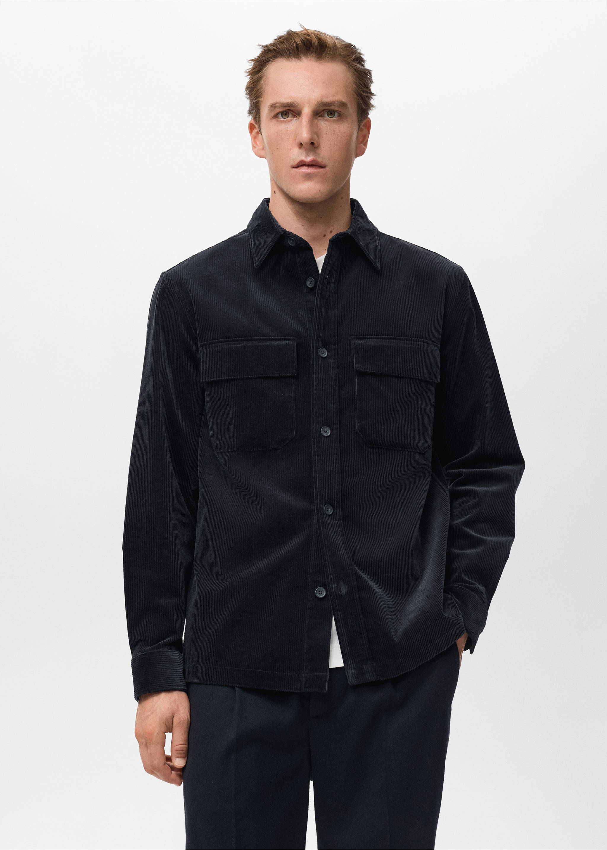 Cord-Overshirt mit Taschen - Mittlere Ansicht, Marineblau. Ref: 17047905-00.