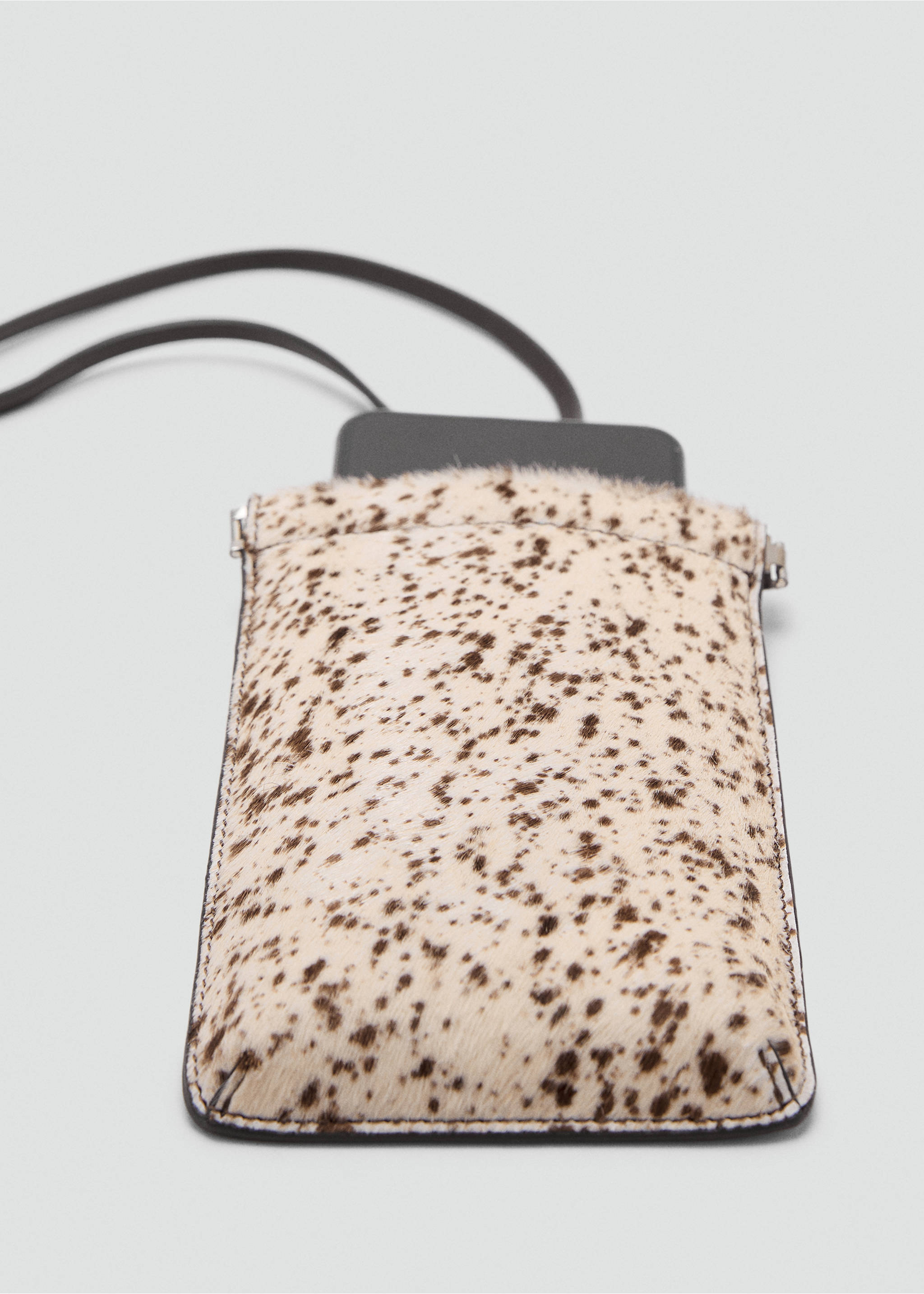 Leather and fur mobile phone case - Details of the article 1, Brown. Ref: 17047906-00.