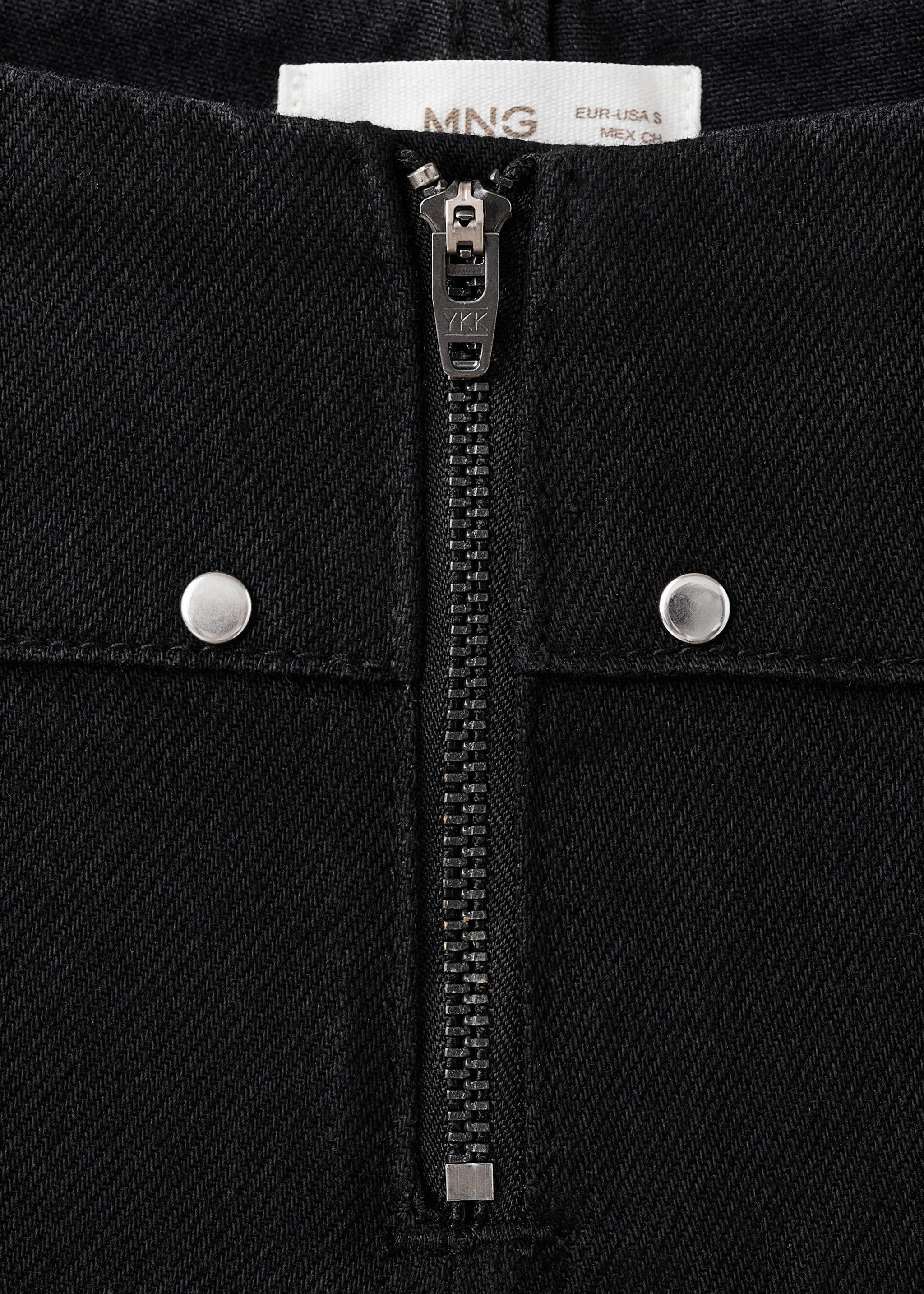 Wide leg jeans with studs - Details of the article 8, Black denim. Ref: 17048267-00.