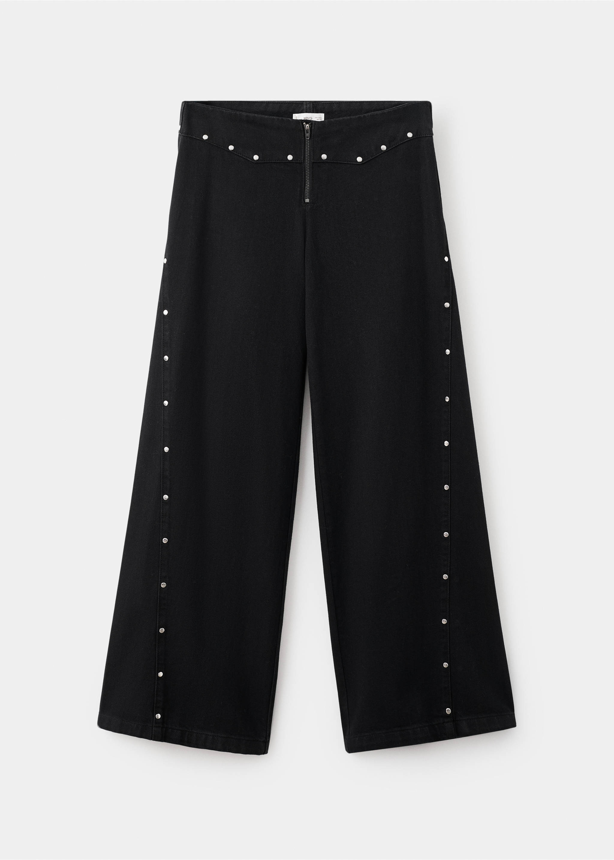 Wide leg jeans with studs - Article without model, Black denim. Ref: 17048267-00.