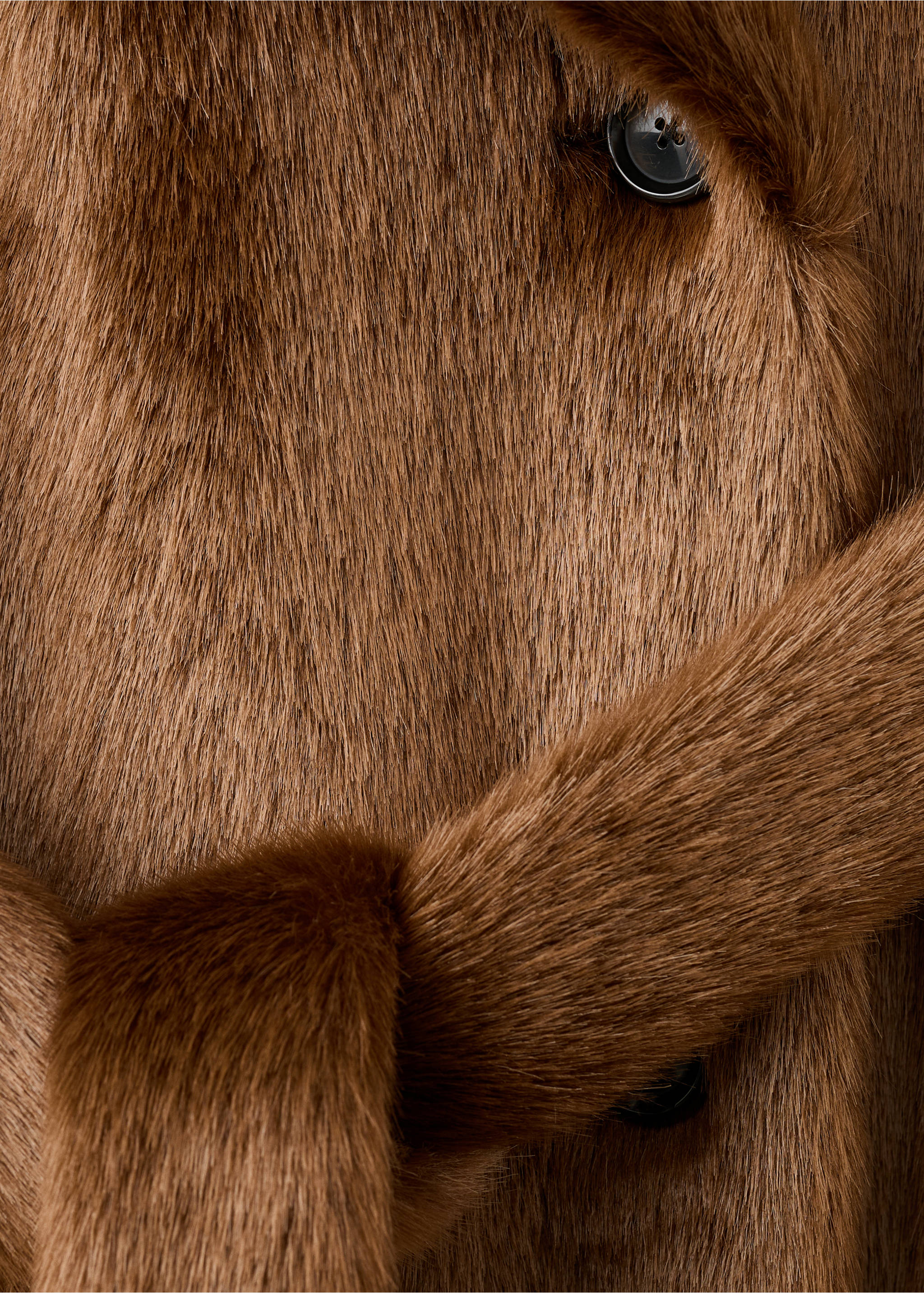Faux-fur coat with belt - Details of the article 0, Medium Brown. Ref: 17048271-00.