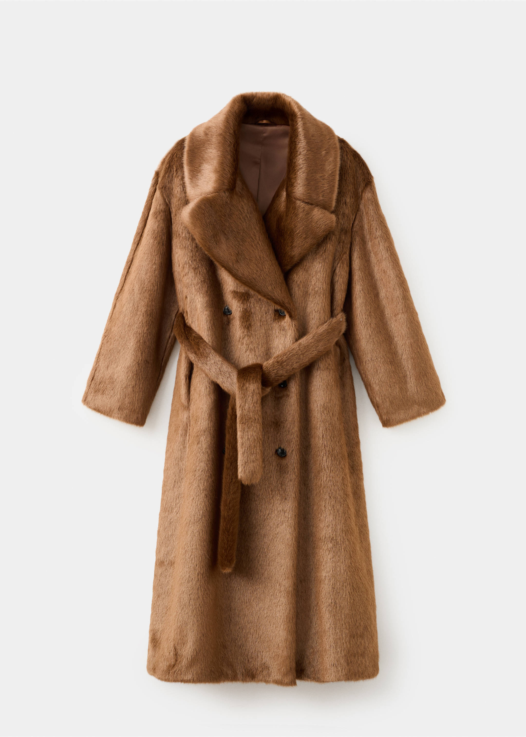 Faux-fur coat with belt - Article without model, Medium Brown. Ref: 17048271-00.