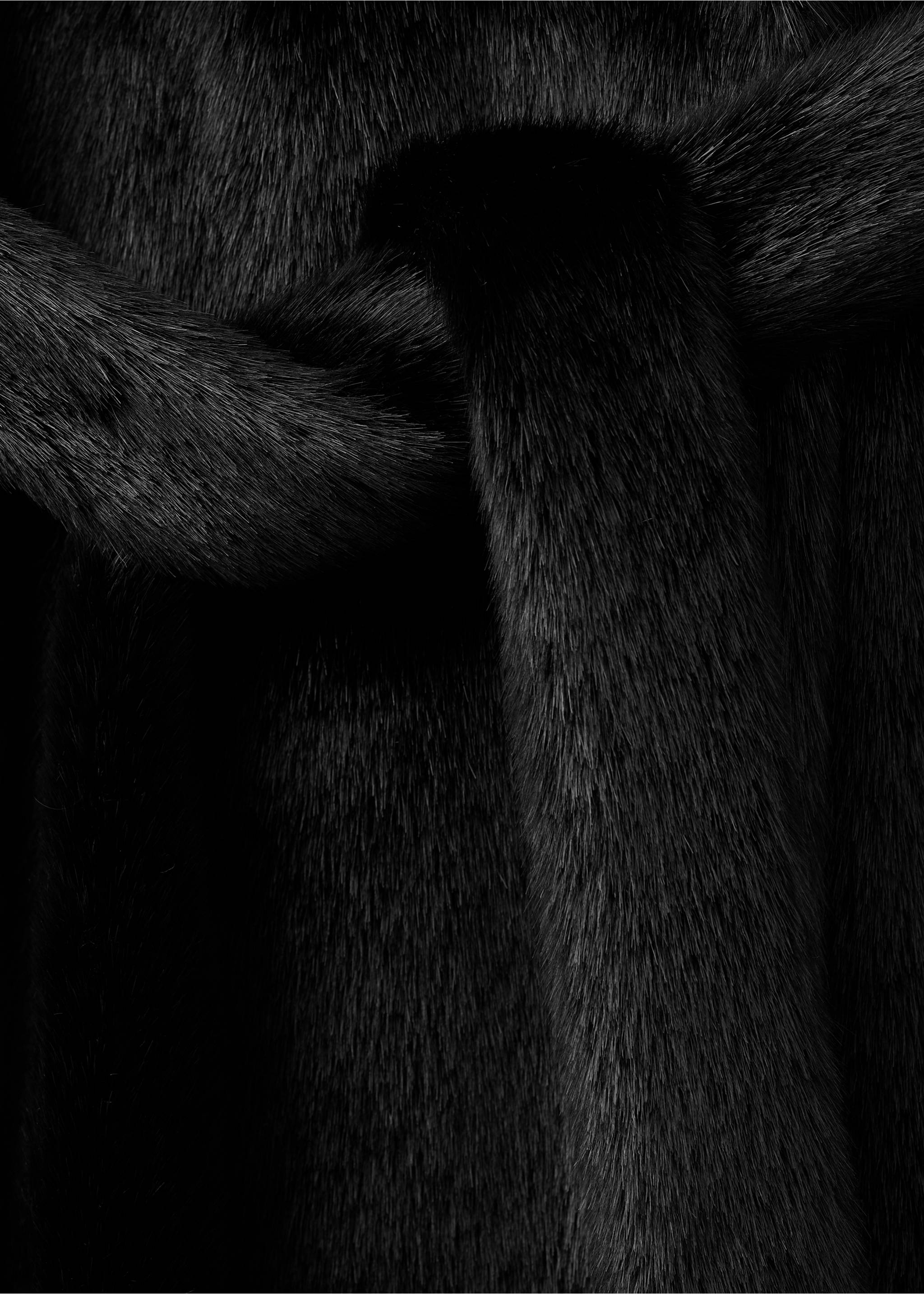 Faux-fur coat with belt - Details of the article 8, Black. Ref: 17048271-00.