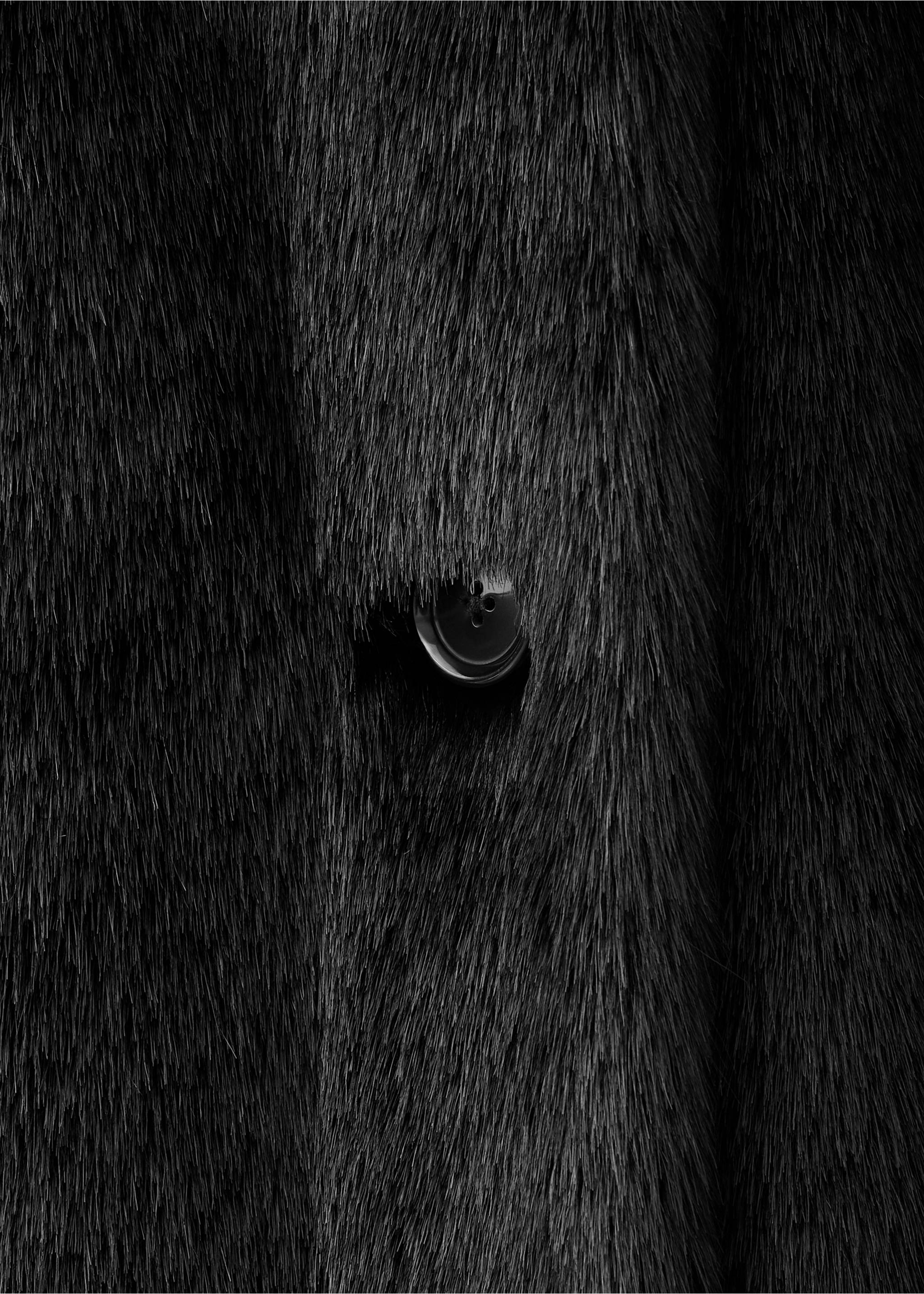 Faux-fur coat with belt - Details of the article 0, Black. Ref: 17048271-00.