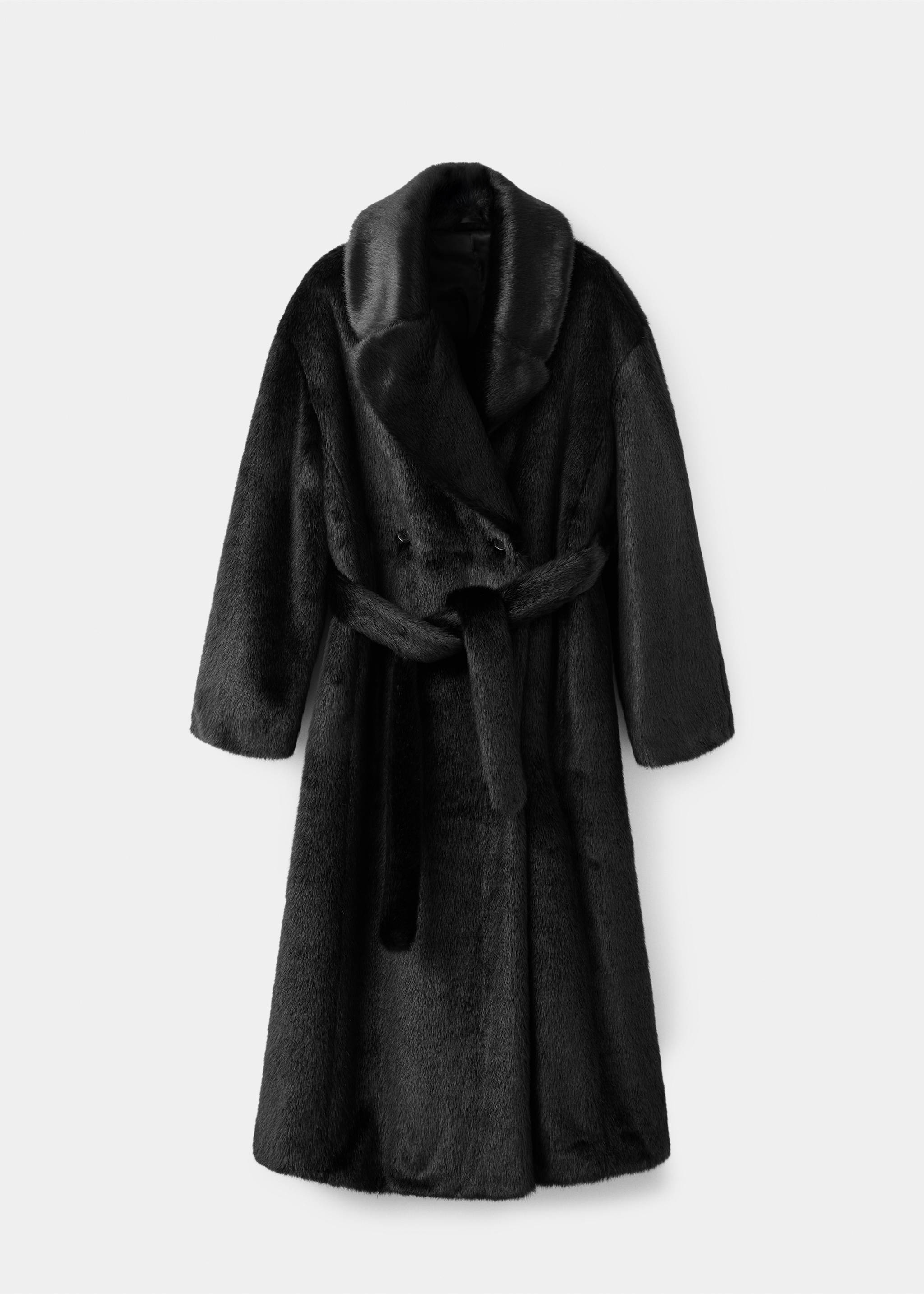Faux-fur coat with belt - Article without model, Black. Ref: 17048271-00.