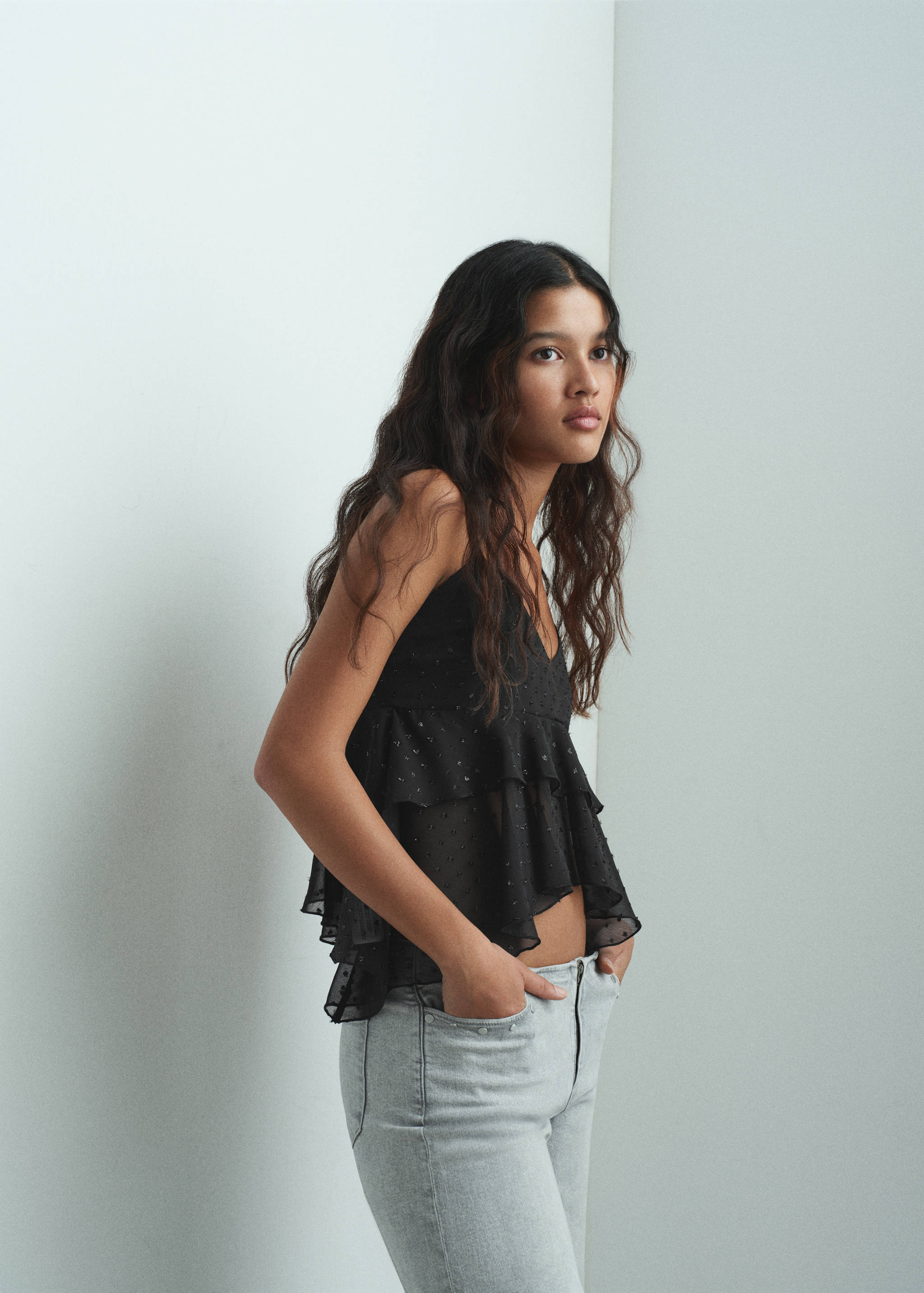 Ruffled plumeti top - Medium plane