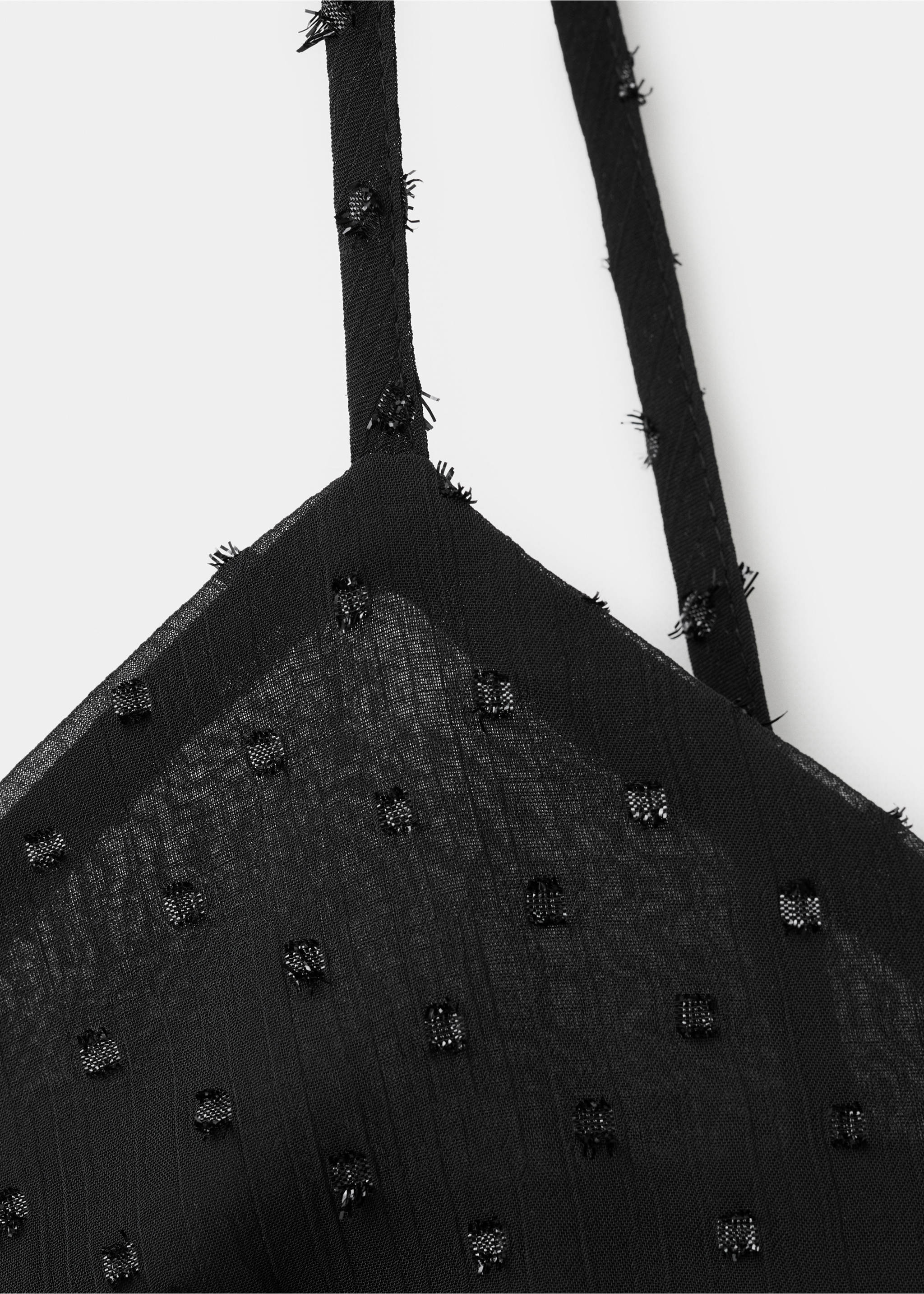Ruffled plumeti top - Details of the article 8, Black. Ref: 17048275-00.