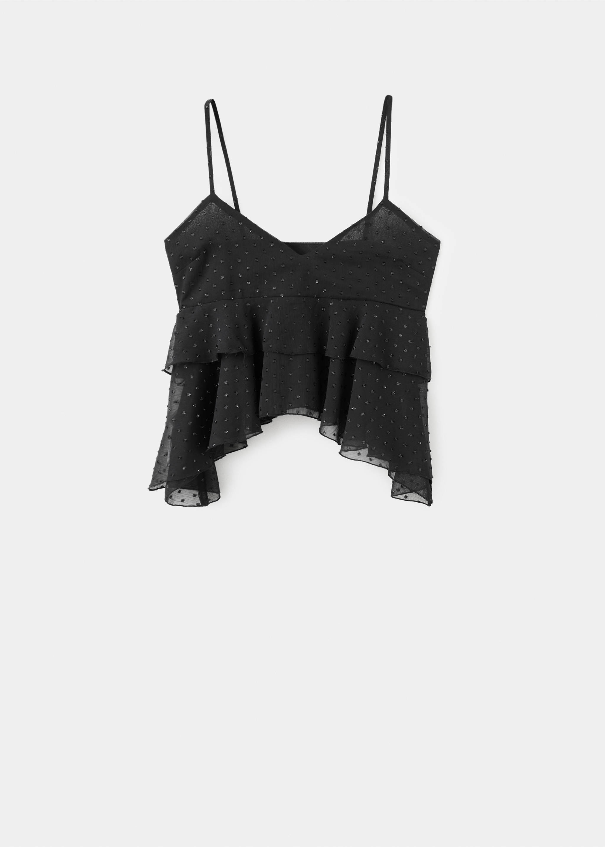 Ruffled plumeti top - Article without model, Black. Ref: 17048275-00.