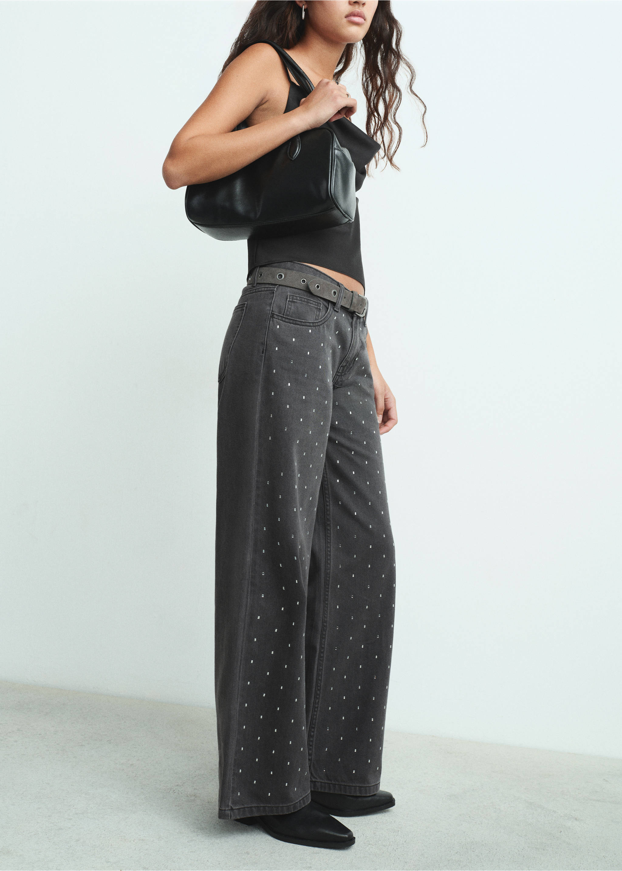 Crystal strass jeans - General plane, Black denim. Ref: 17048278-00.