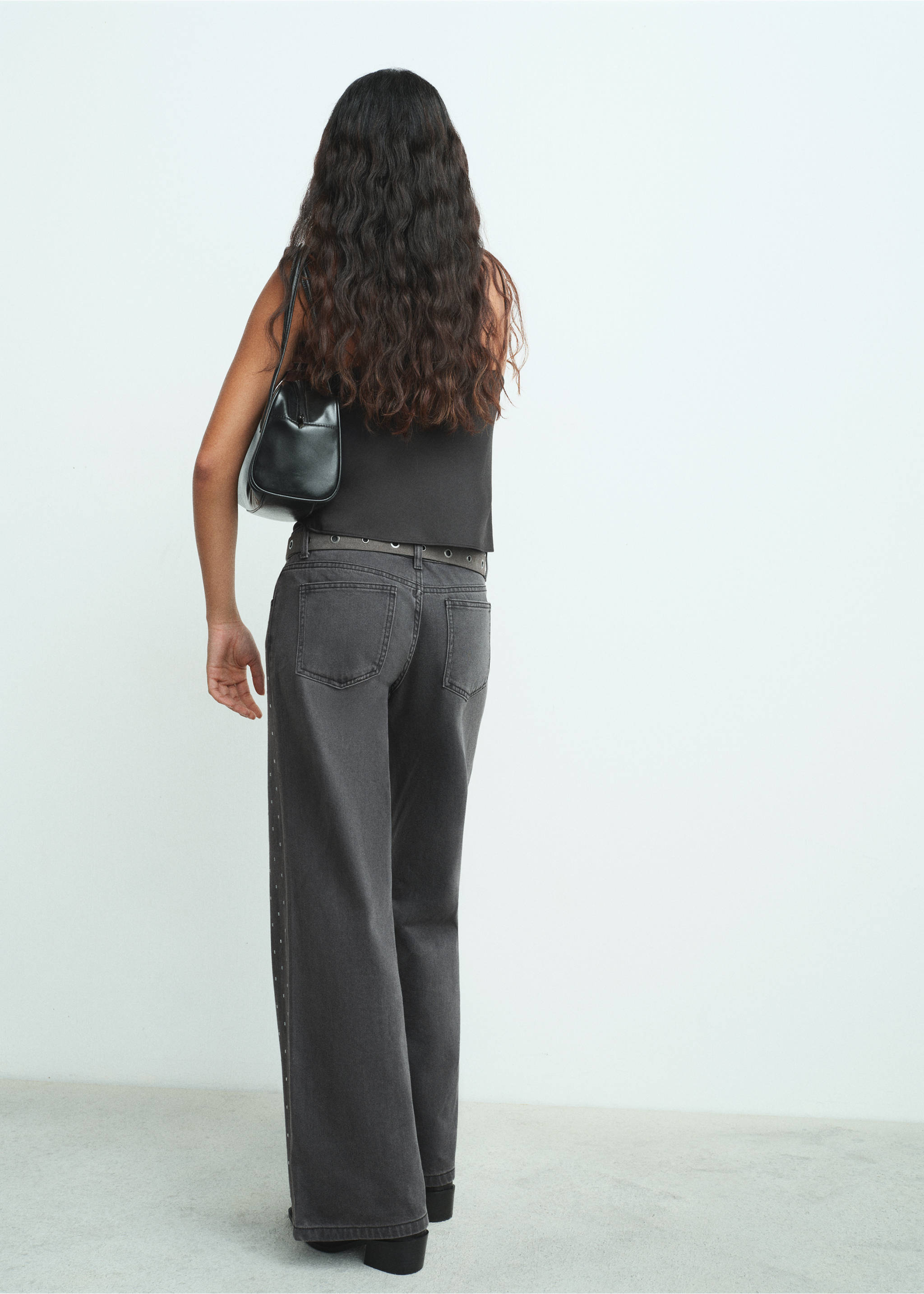 Crystal strass jeans - Reverse of the article, Black denim. Ref: 17048278-00.