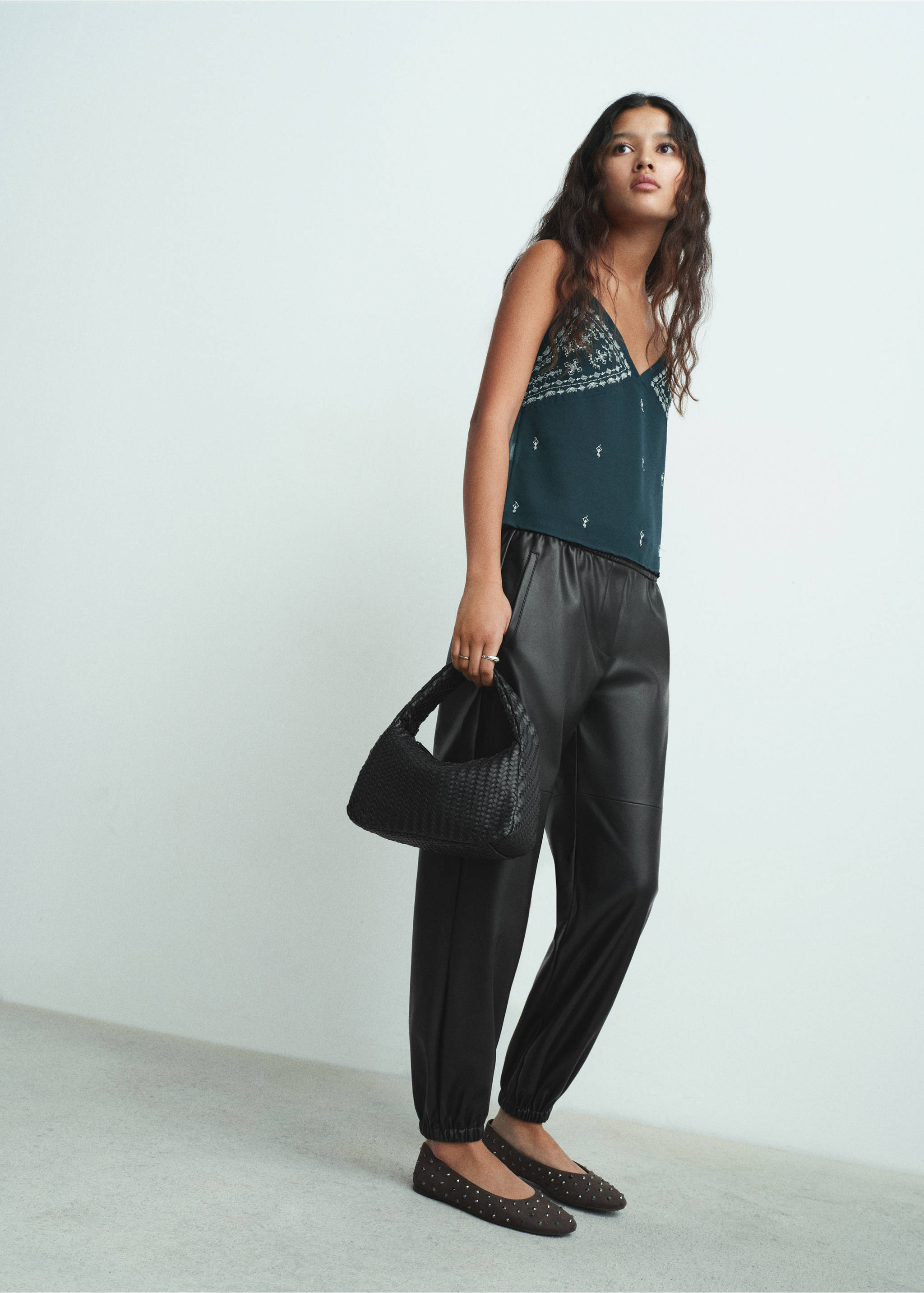 Polyester jogger pants - Medium plane, Black. Ref: 17048280-00.