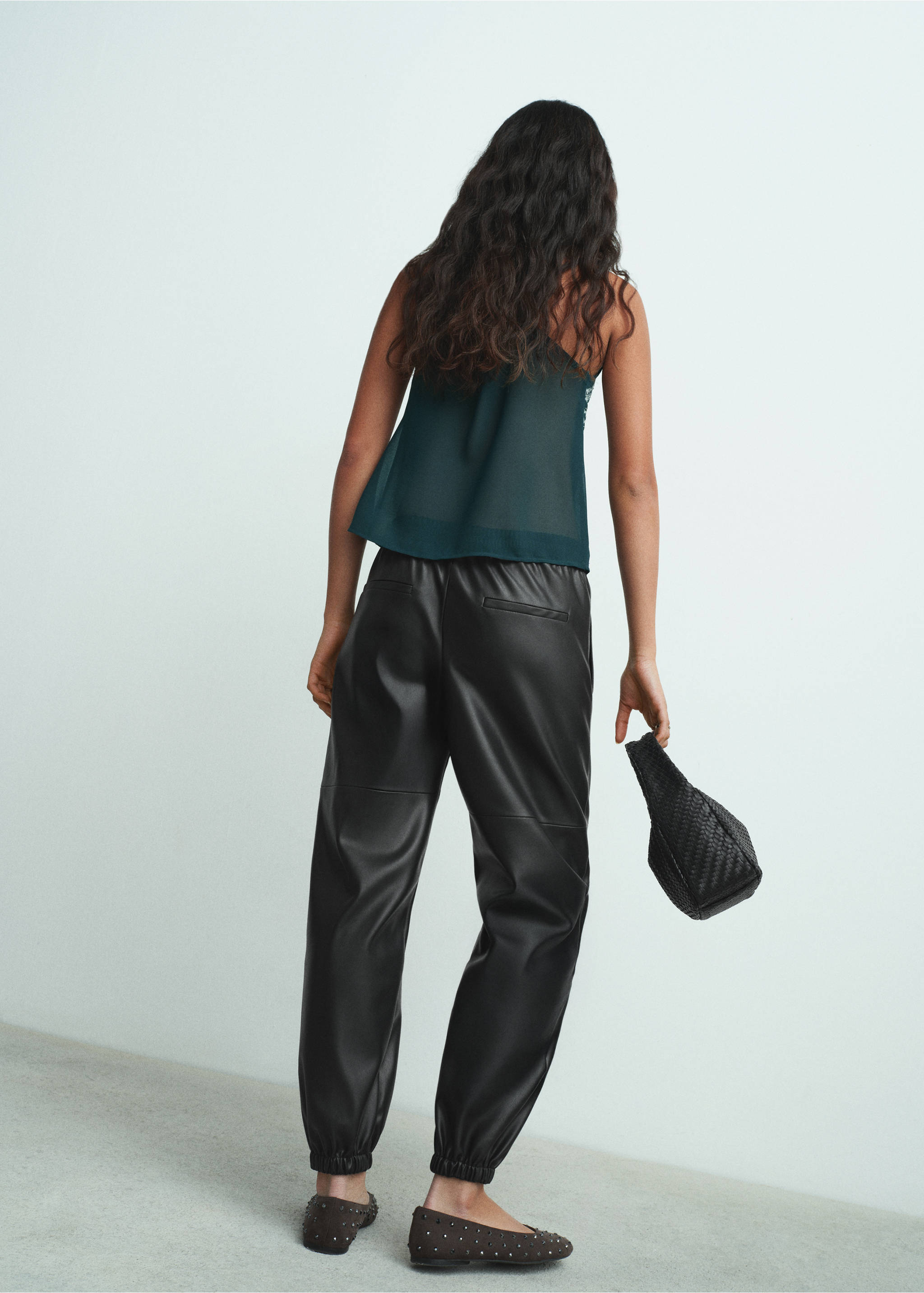 Polyester jogger pants - Details of the article 4, Black. Ref: 17048280-00.