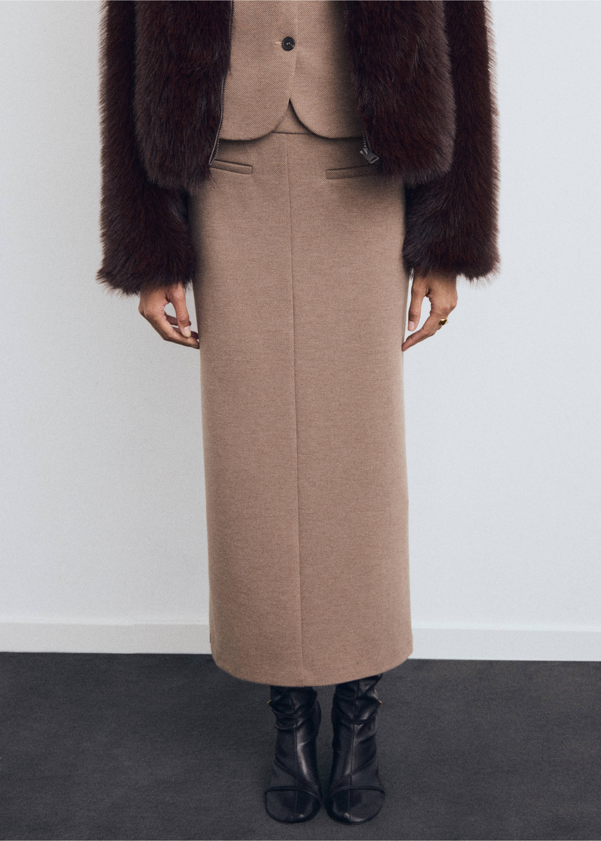 Suit pencil skirt - Medium plane, Brown. Ref: 17048291-00.