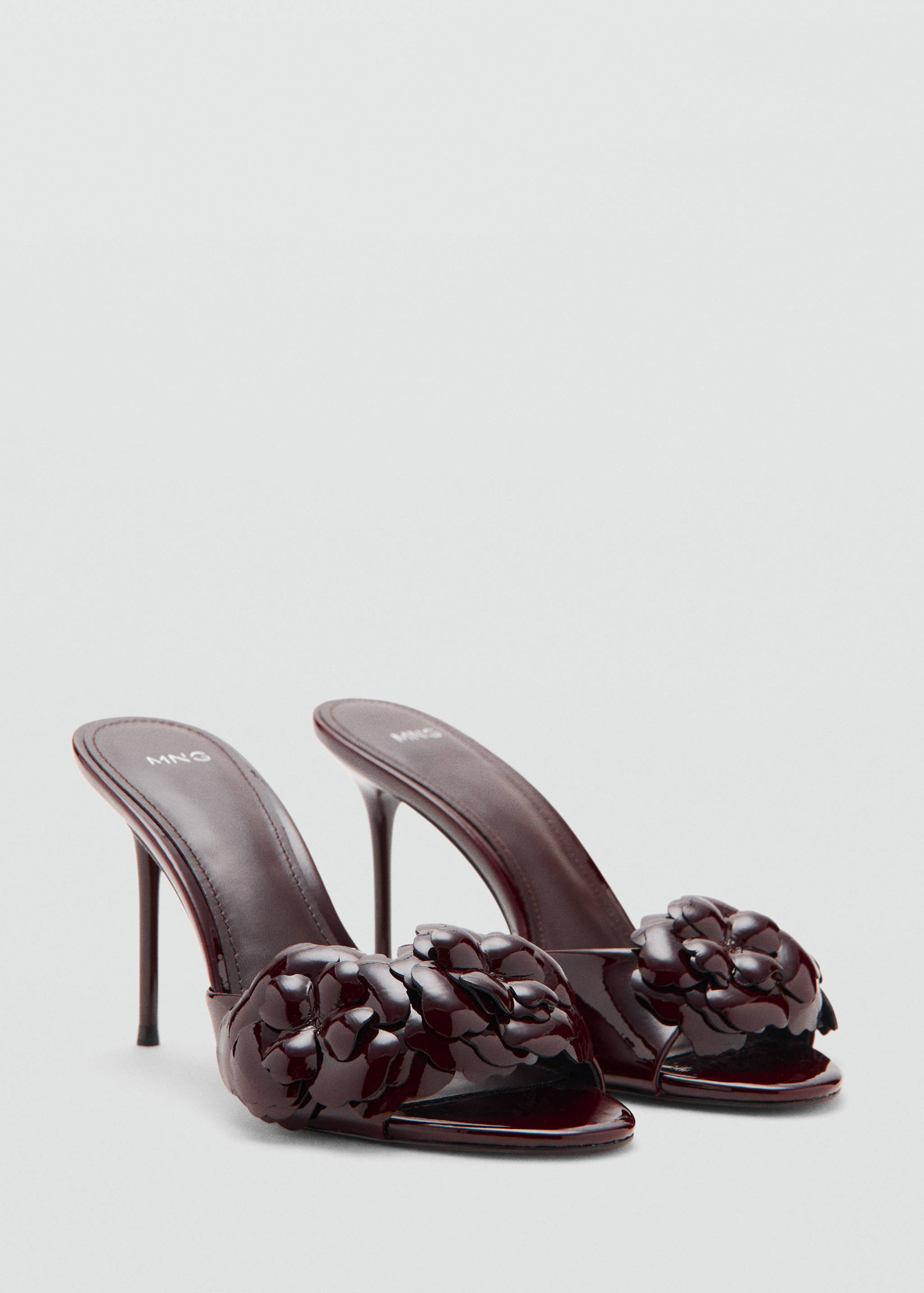 Patent leather floral heeled sandals - Medium plane