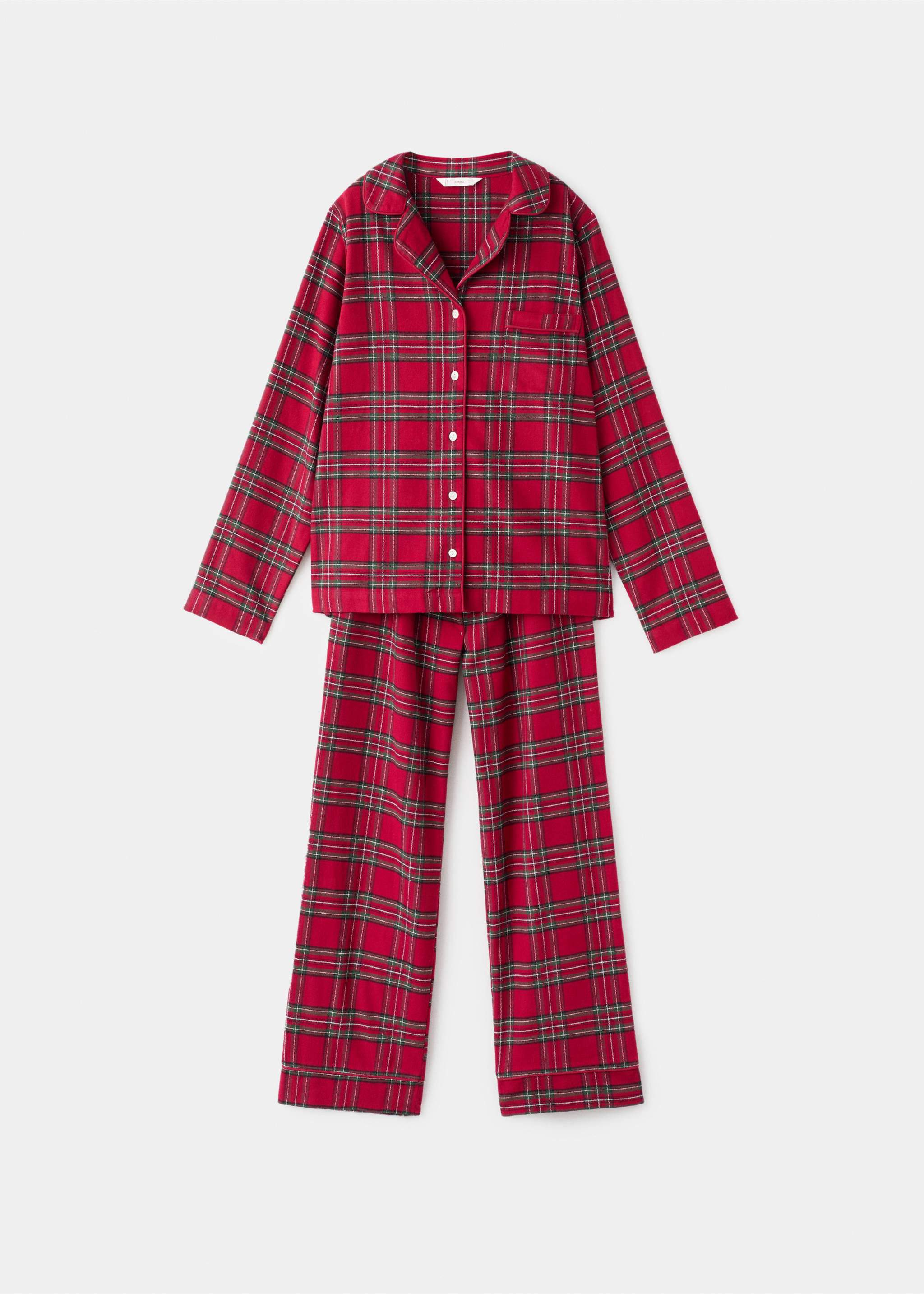 Checked cotton pyjamas - Article without model, Red. Ref: 17049094-00.