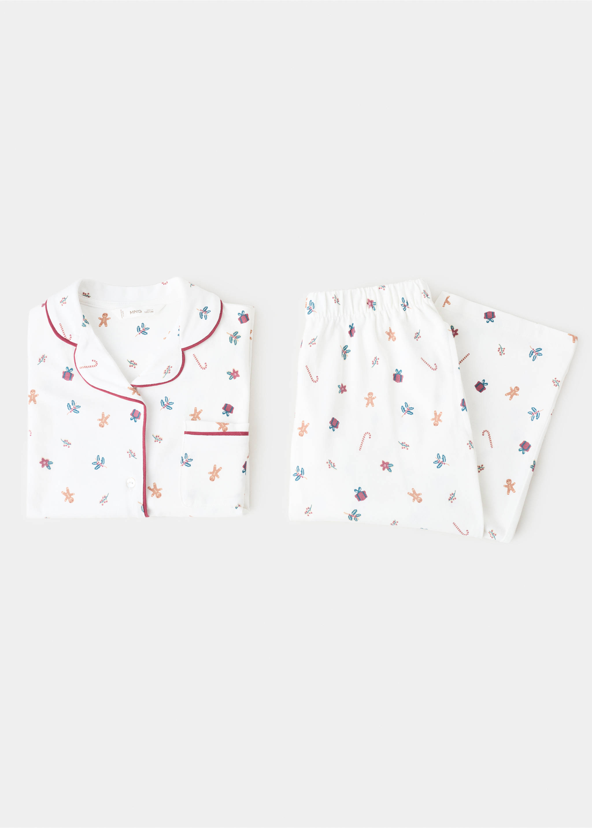 Printed long pyjamas - Details of the article 0, Off White. Ref: 17049095-00.