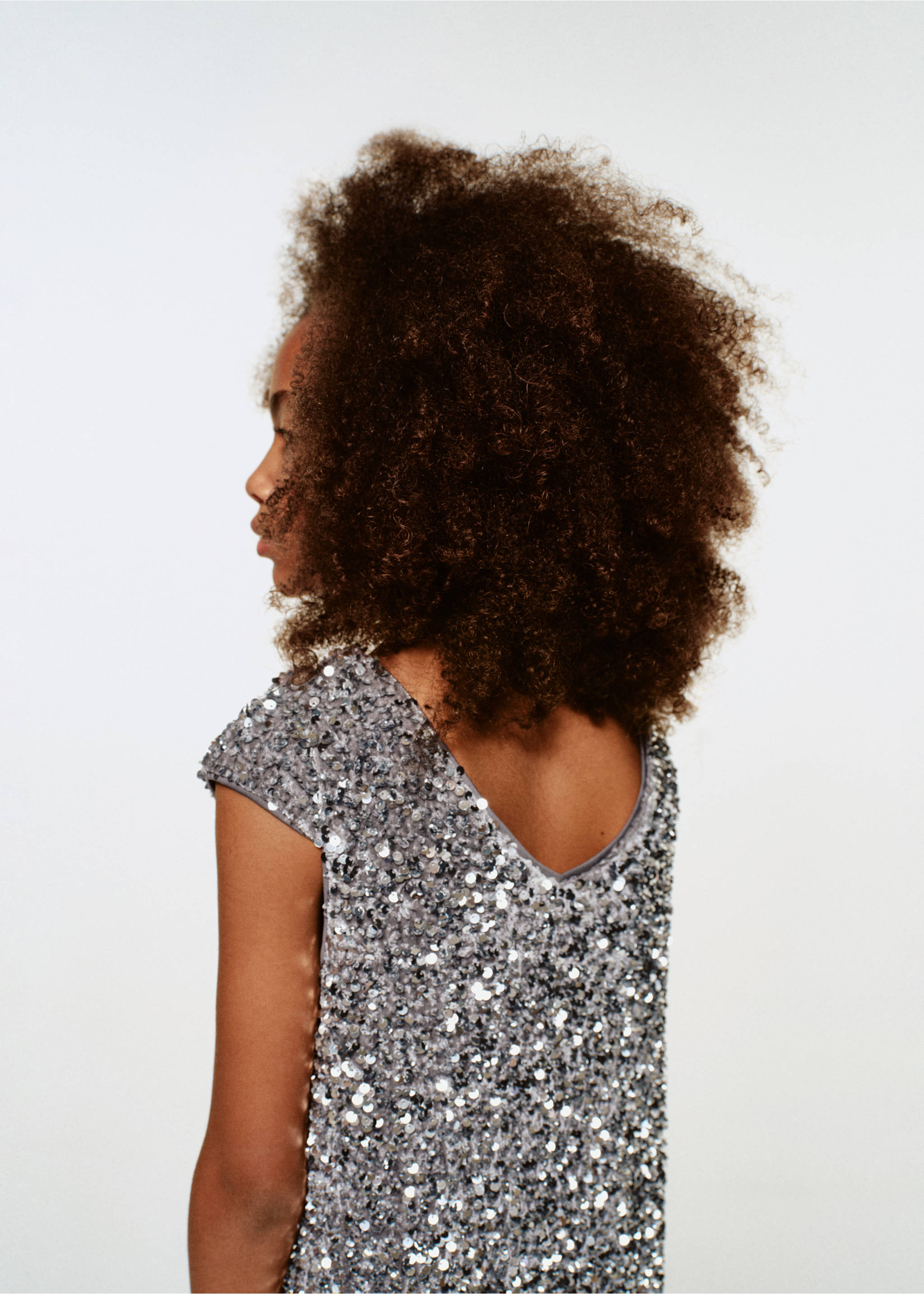 Short dress with sequins - Medium plane, Silver. Ref: 17049096-00.