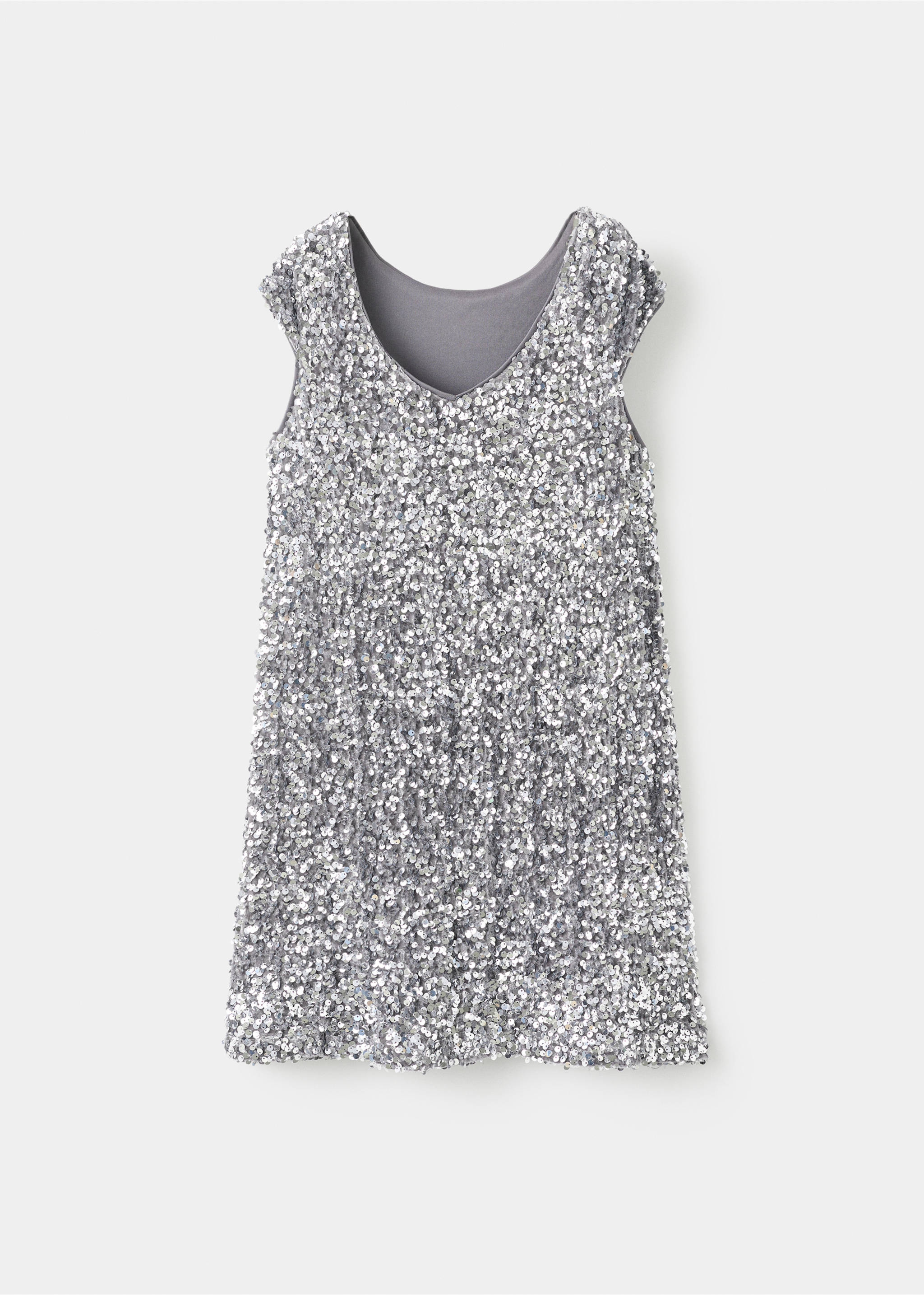 Short dress with sequins - Reverse of the article, Silver. Ref: 17049096-00.
