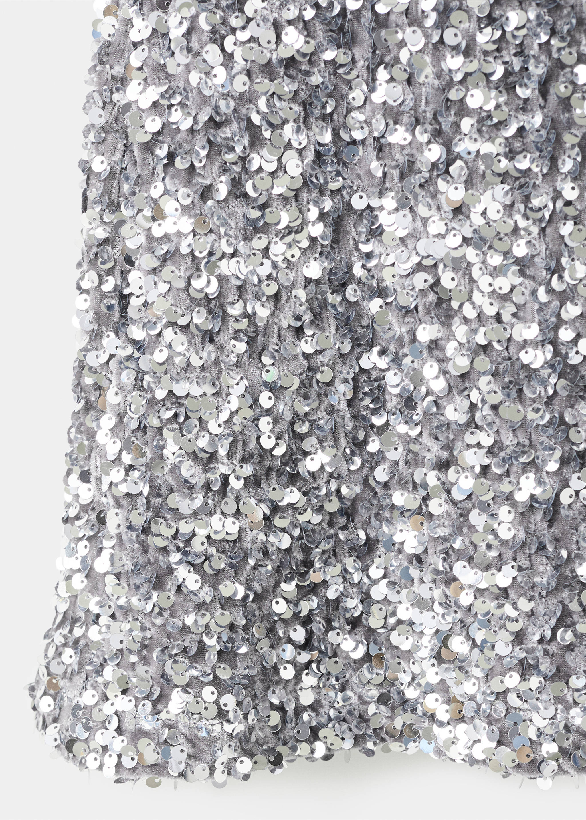Short dress with sequins - Details of the article 8, Silver. Ref: 17049096-00.