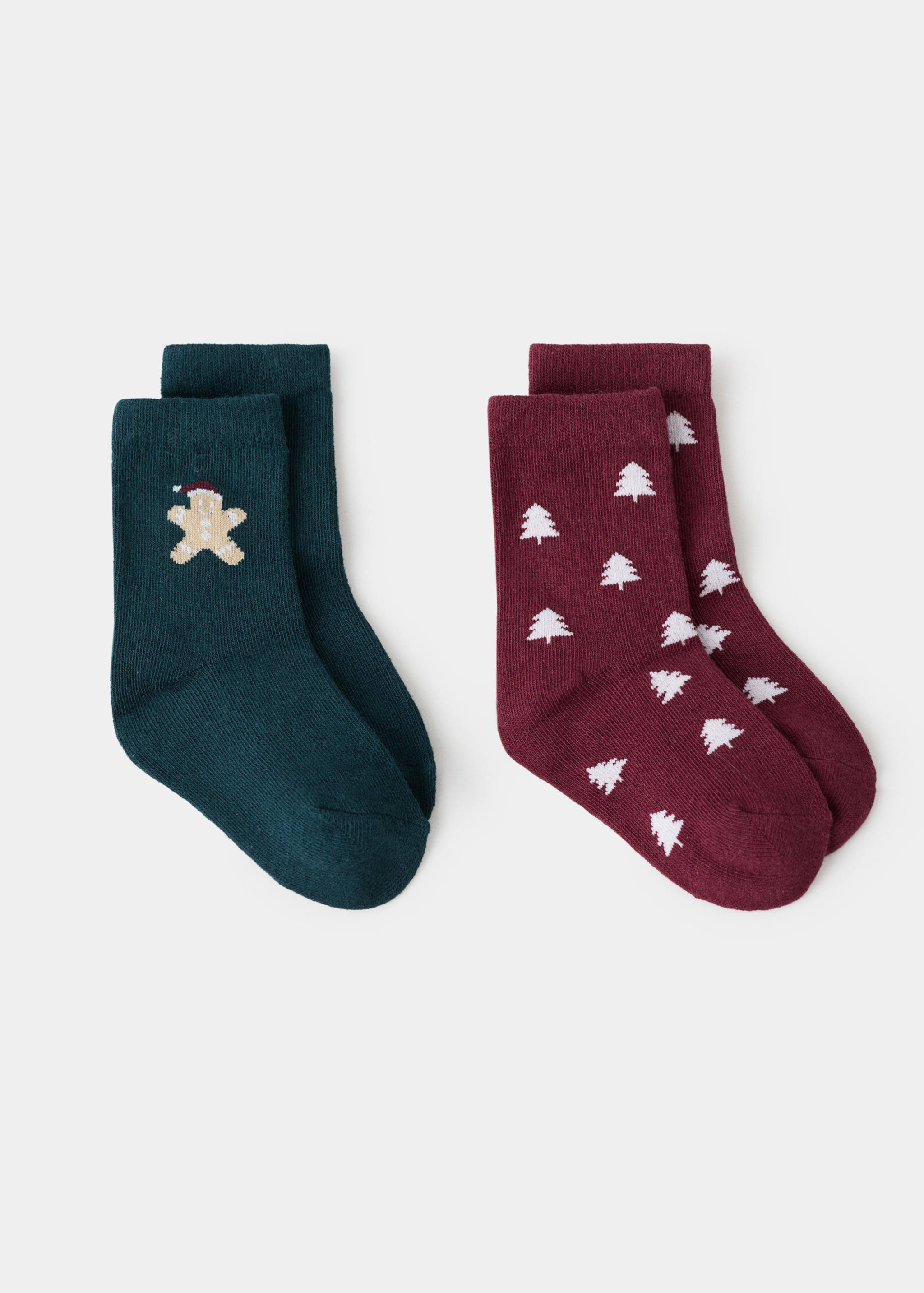 2 pack Christmas printed socks - Reverse of the article