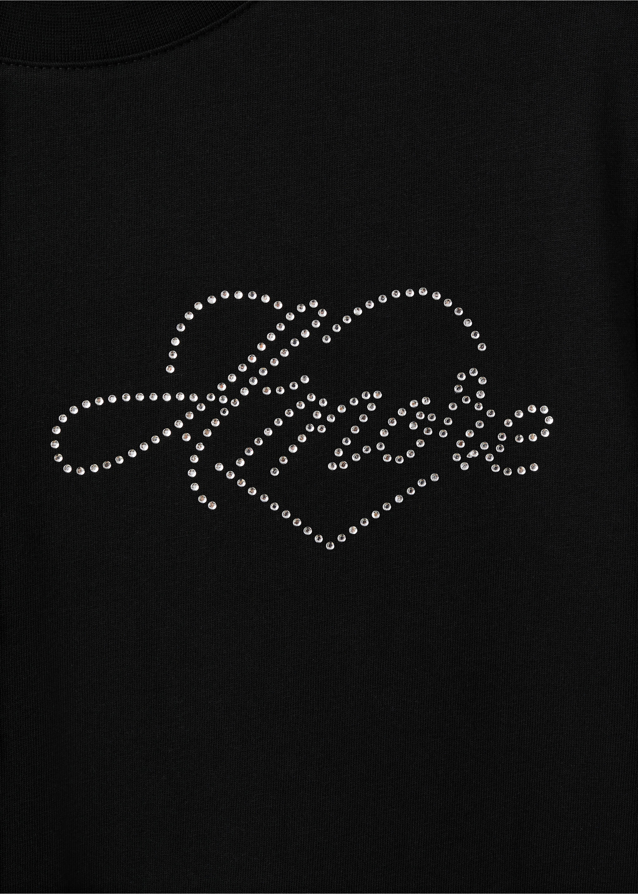 Rhinestone message t-shirt - Details of the article 0, Black. Ref: 17049115-00.