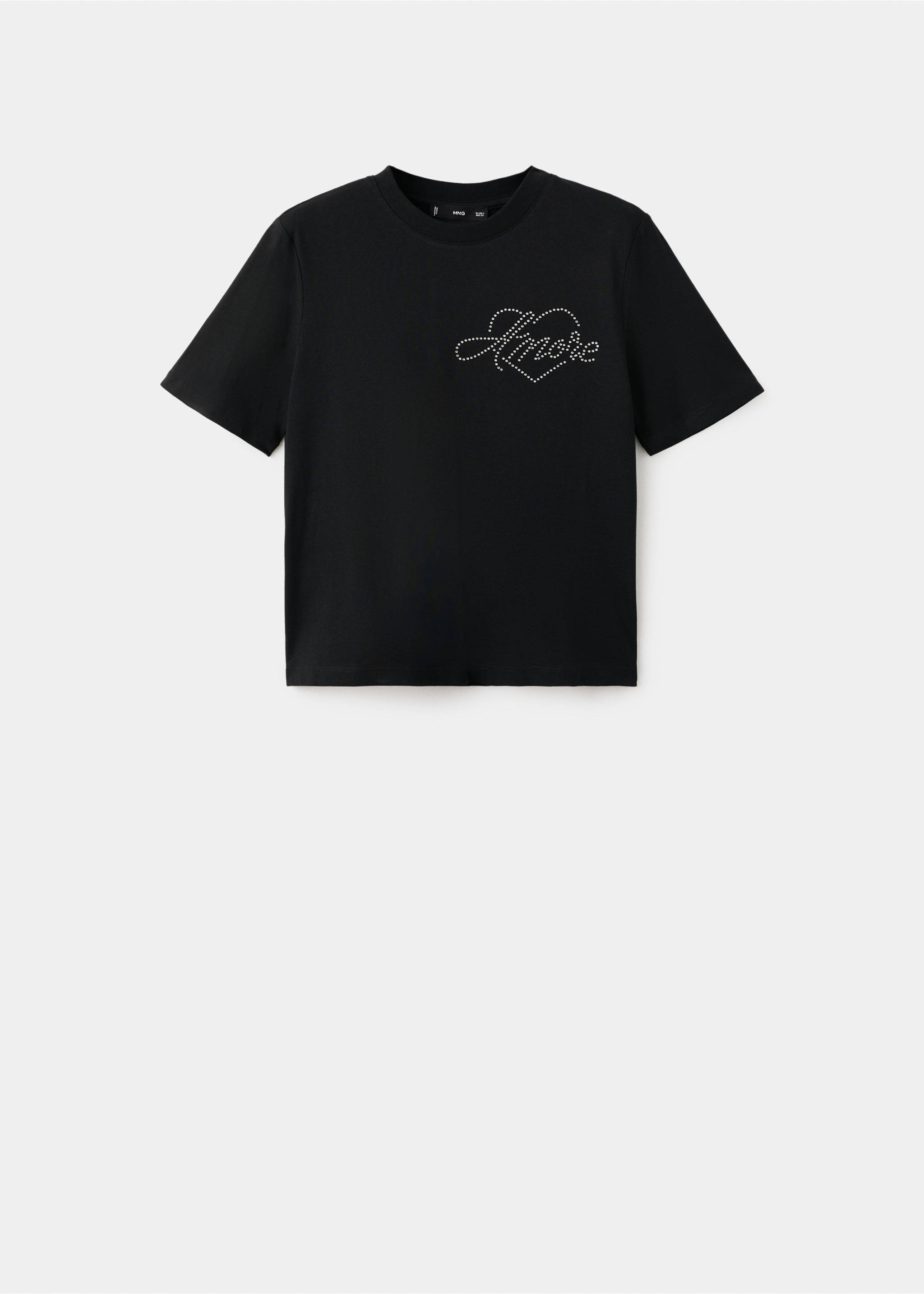 Rhinestone message t-shirt - Article without model, Black. Ref: 17049115-00.