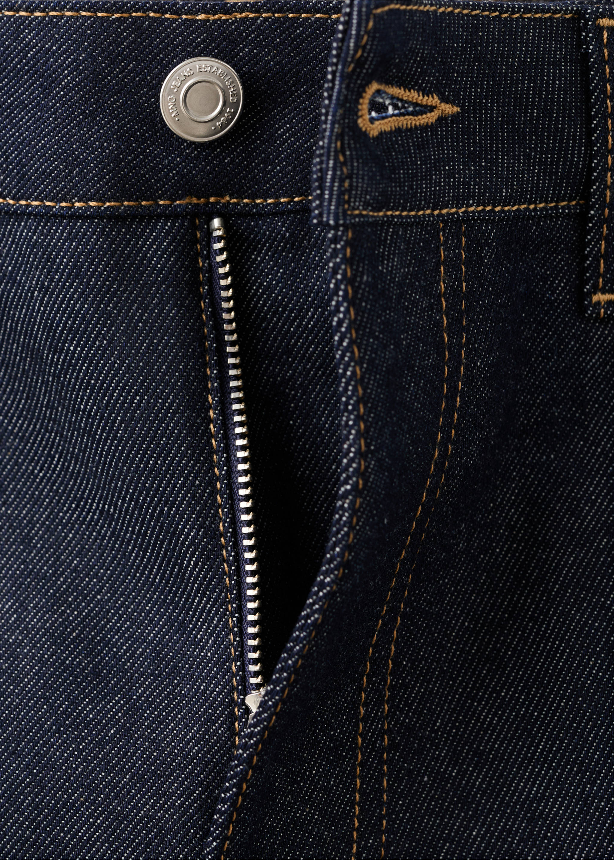 Turned-up straight jeans - Details of the article 8, Open Blue. Ref: 17049118-00.