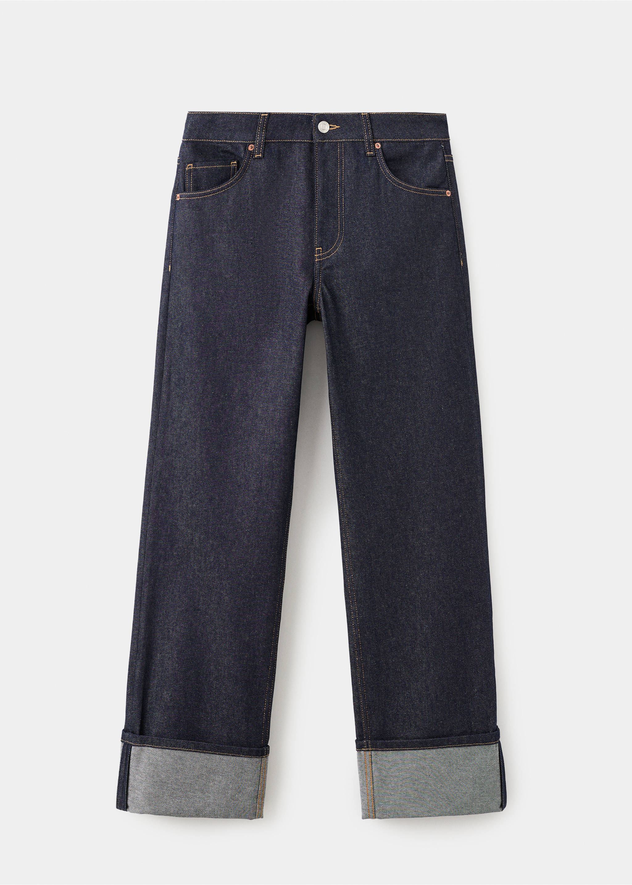 Turned-up straight jeans - Article without model, Open Blue. Ref: 17049118-00.
