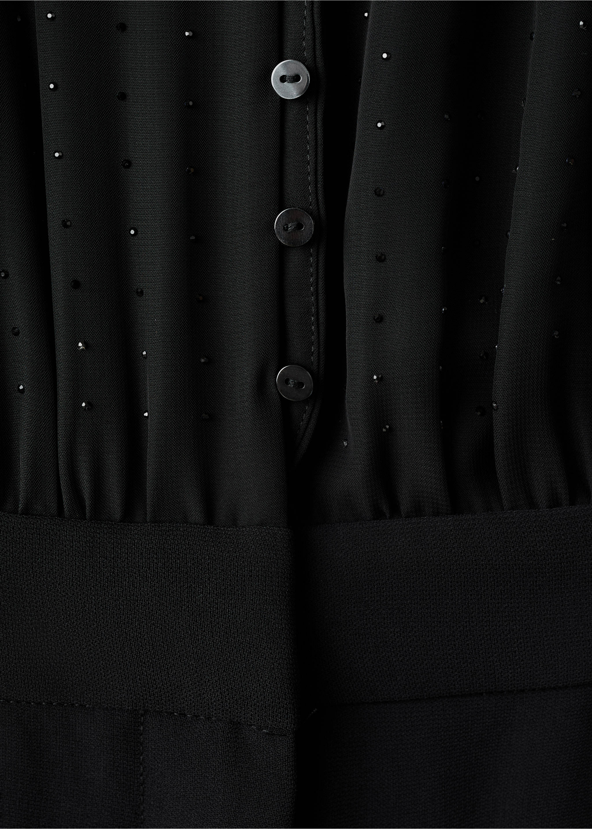 Combined jumpsuit with scarf and rhinestones - Details of the article 0, Black. Ref: 17049120-00.