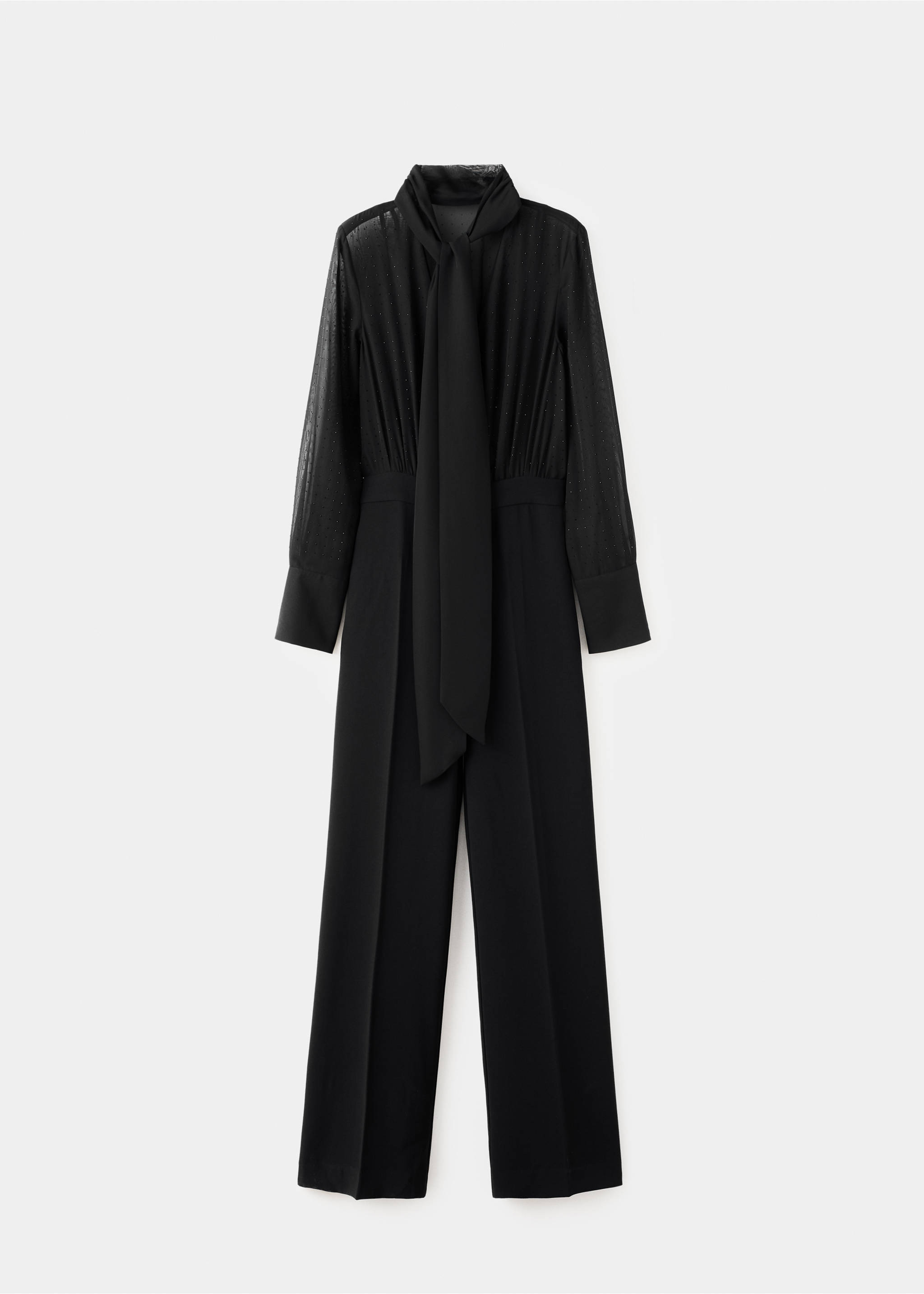 Combined jumpsuit with scarf and rhinestones - Article without model, Black. Ref: 17049120-00.
