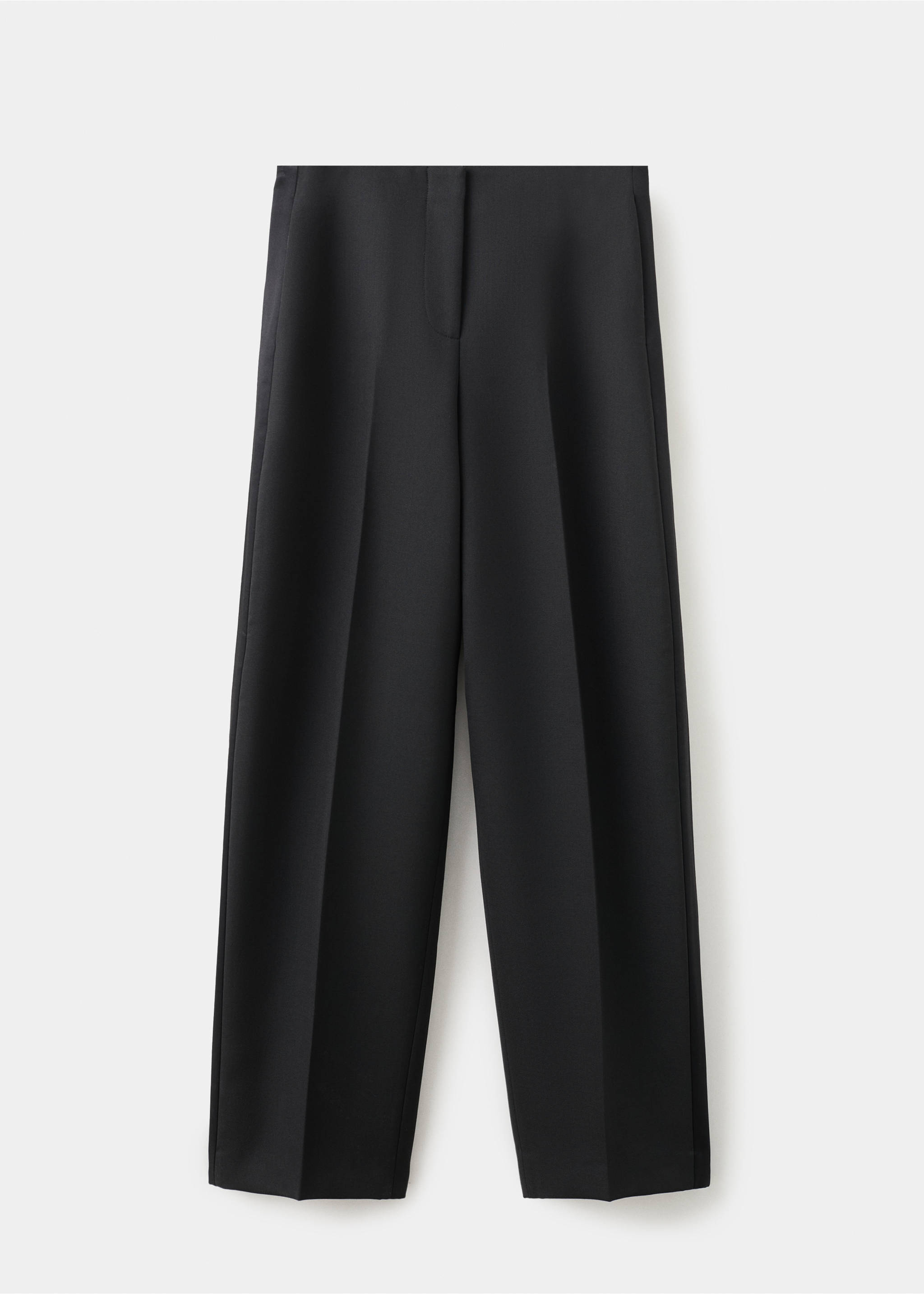Black high-rise straight-leg trousers with pressed creases., Black. Ref: 17049121-00.