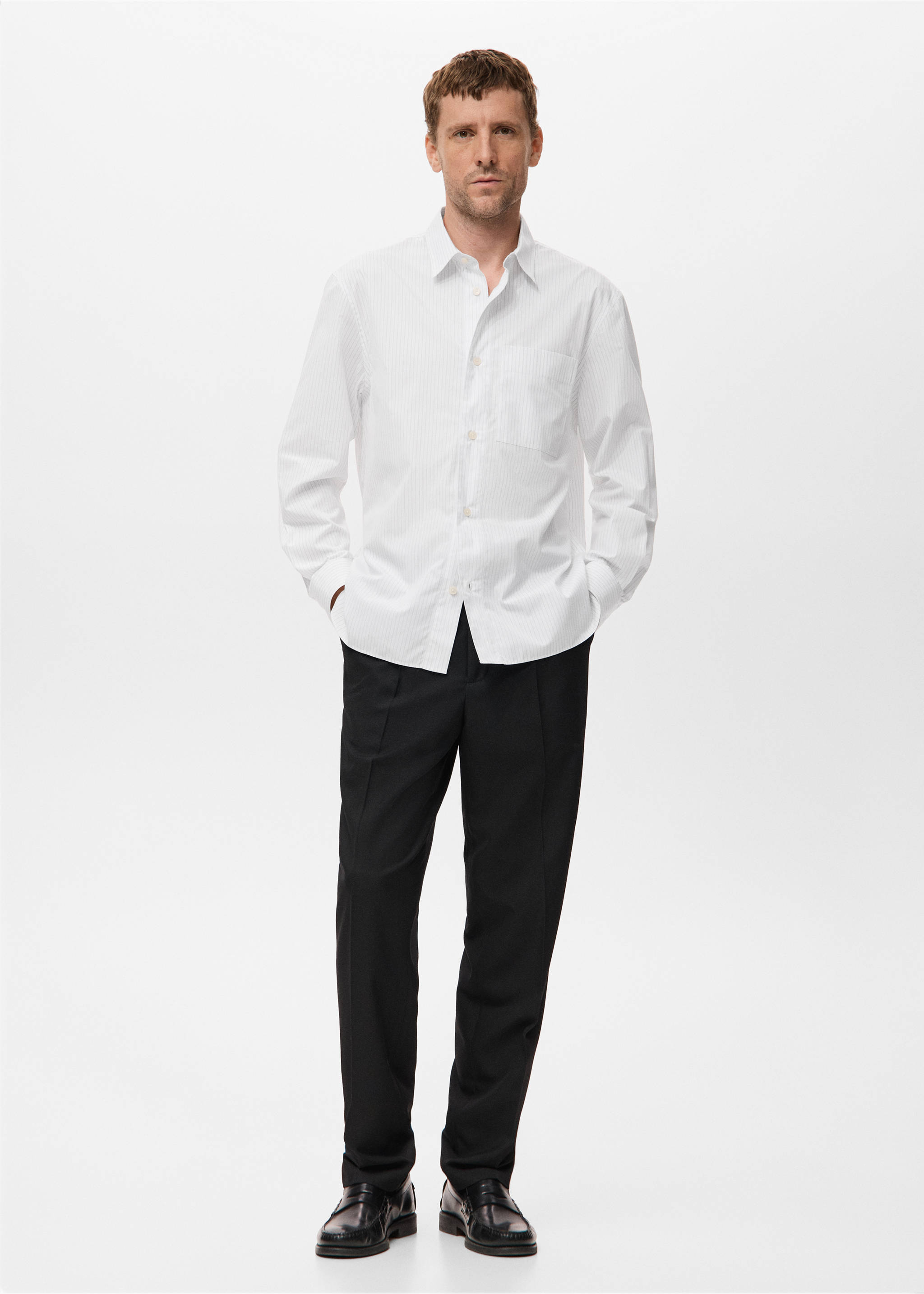 100% Baumwolle Hemd mit Streifen im Relaxed Fit - Allgemeine Ansicht, Weiß. Ref: 17049209-00.