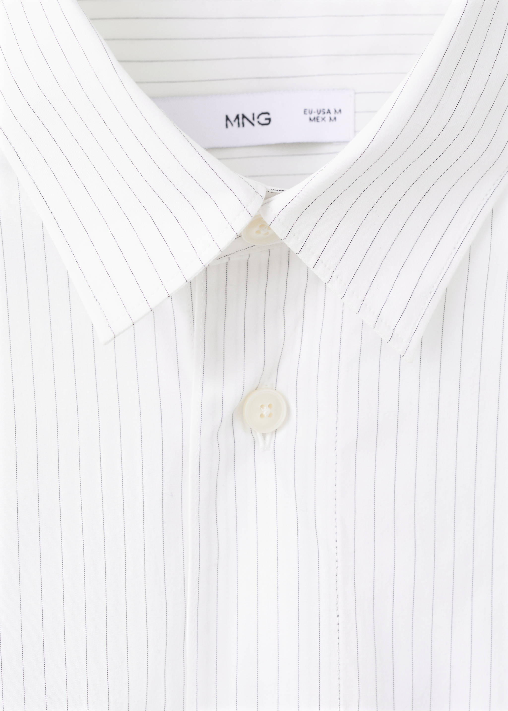 100% Baumwolle Hemd mit Streifen im Relaxed Fit - Detail des Artikels 8, Weiß. Ref: 17049209-00.