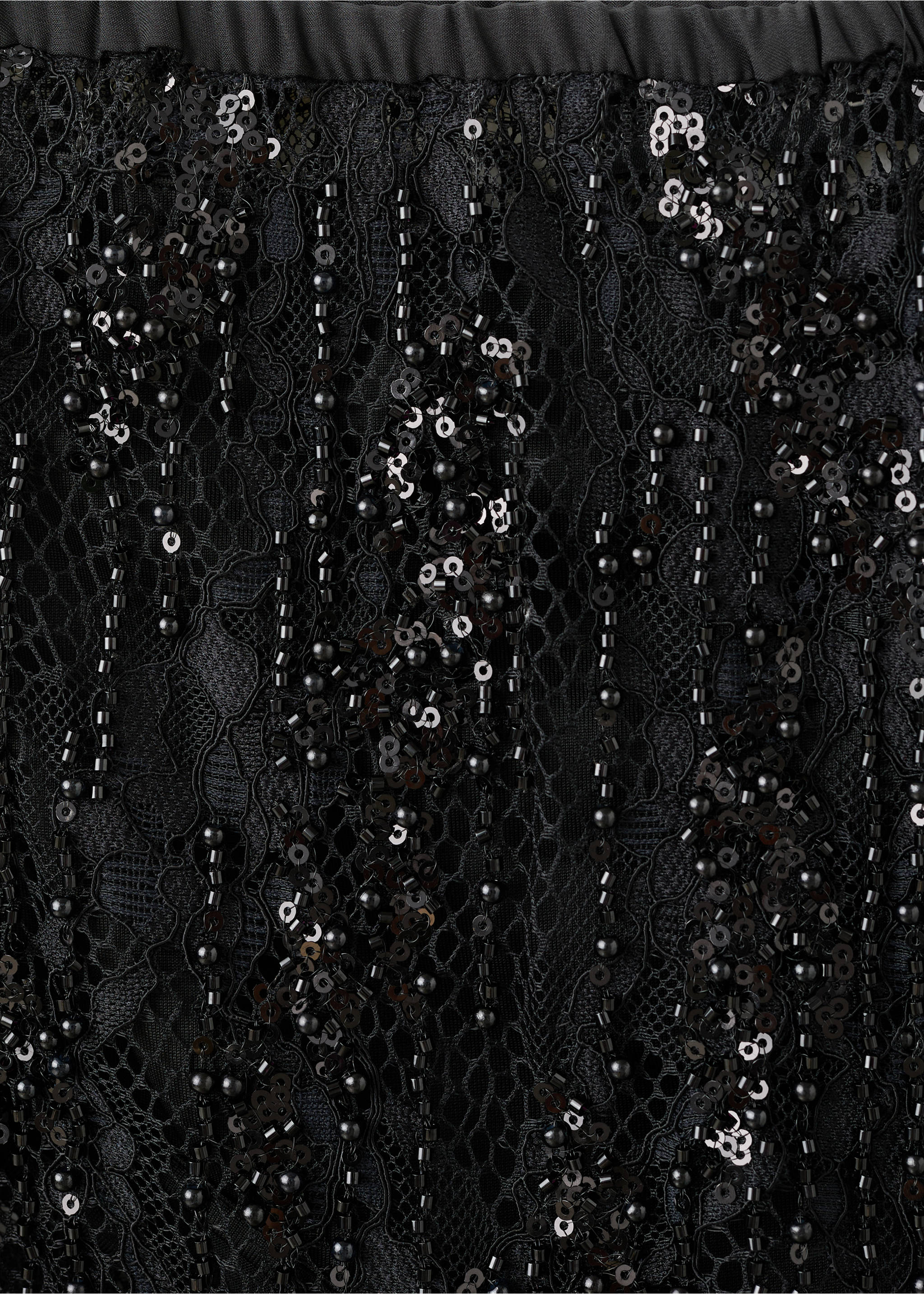 Beaded lace skirt - Details of the article 8, Black. Ref: 17049406-00.