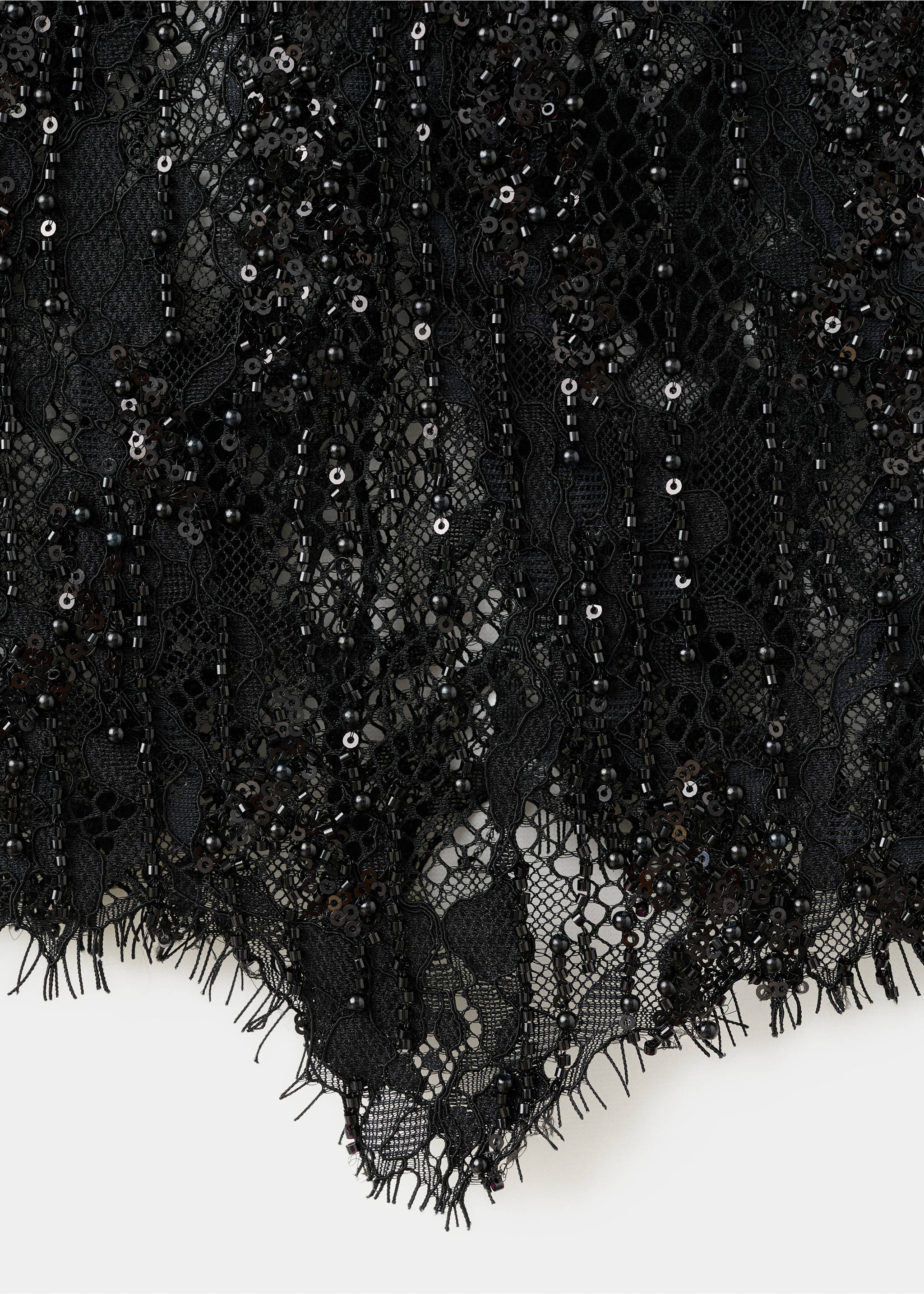 Beaded lace skirt - Details of the article 0, Black. Ref: 17049406-00.