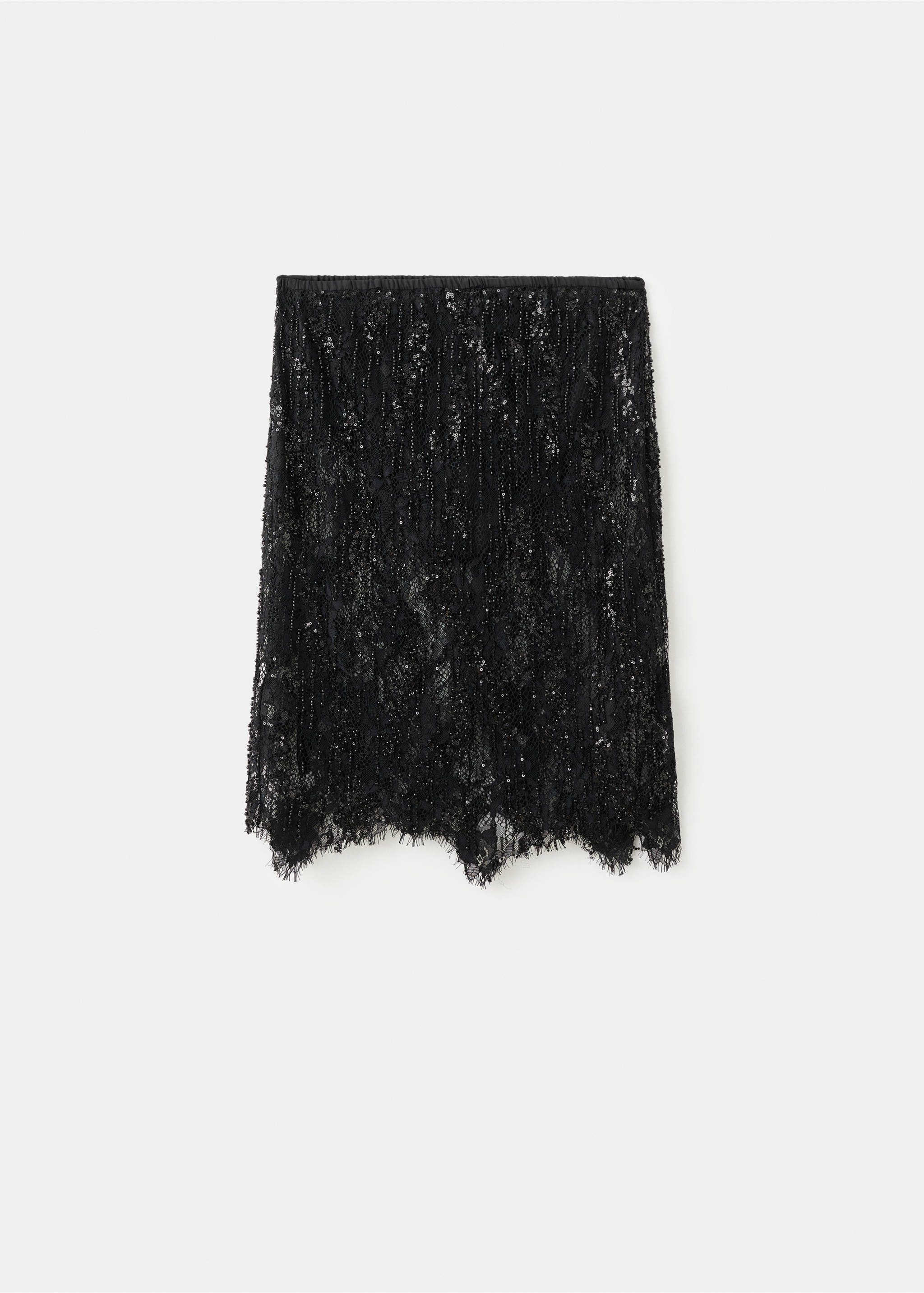 Beaded lace skirt - Article without model, Black. Ref: 17049406-00.