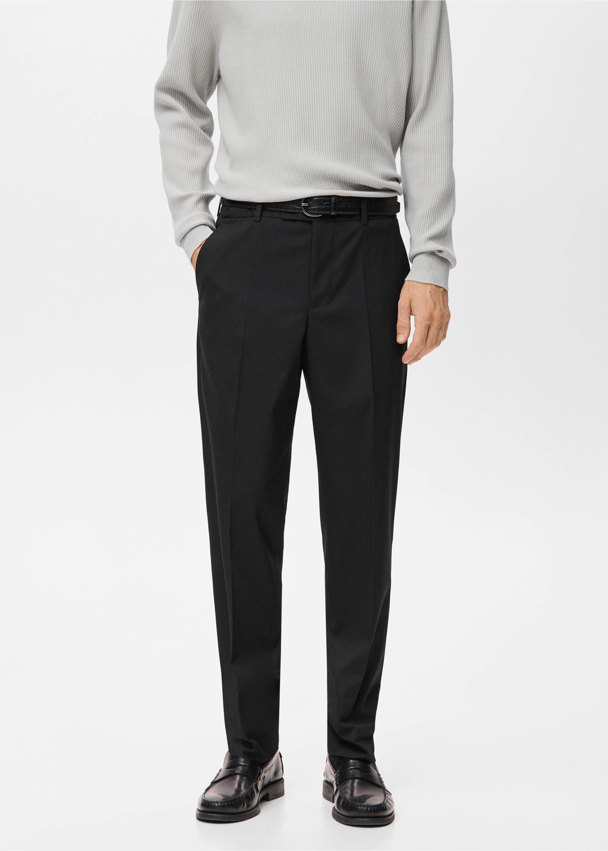 Straight-fit suit trousers - Medium plane, Black. Ref: 17049605-00.